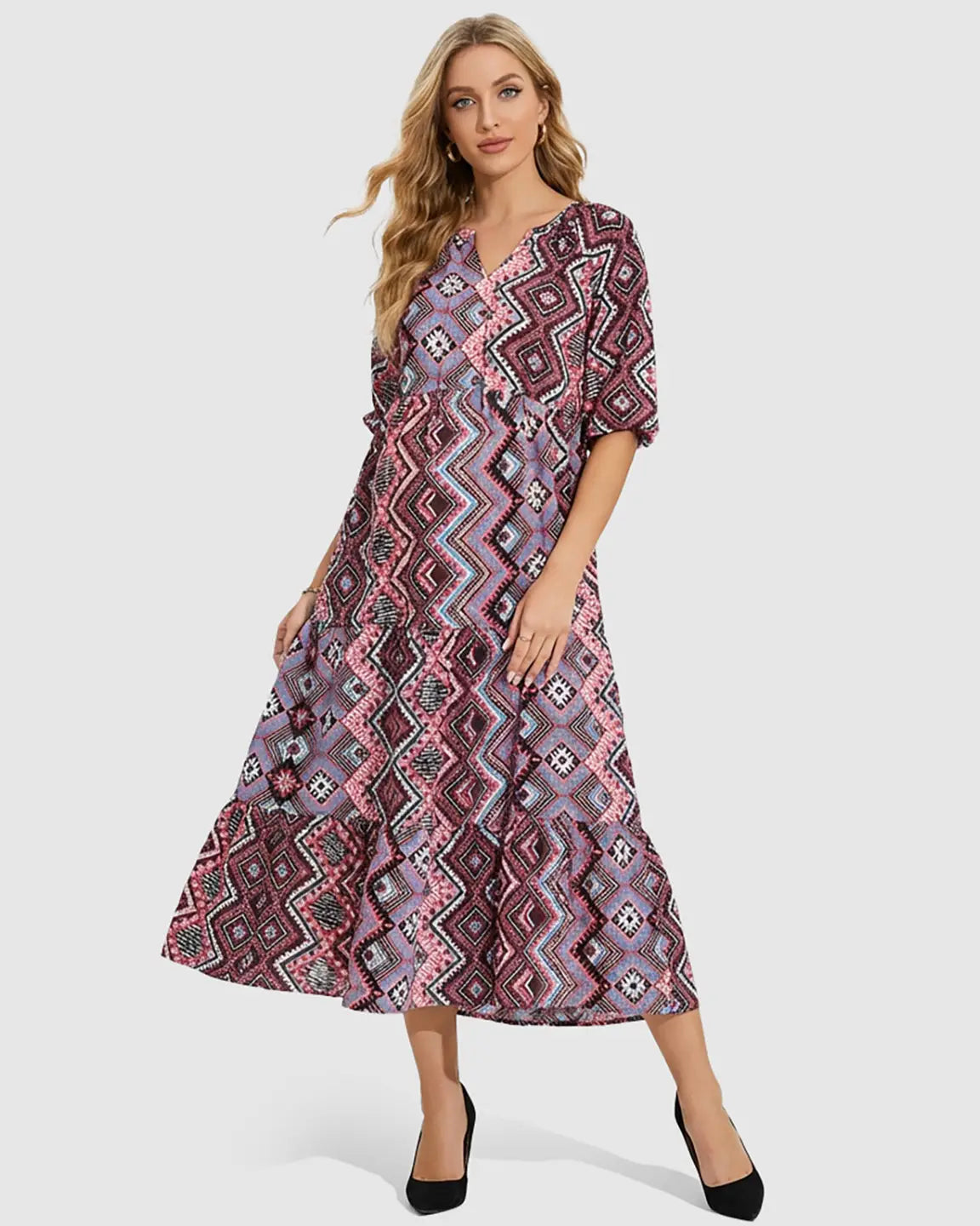 Bohemian Print A-line Maternity Maxi Dress