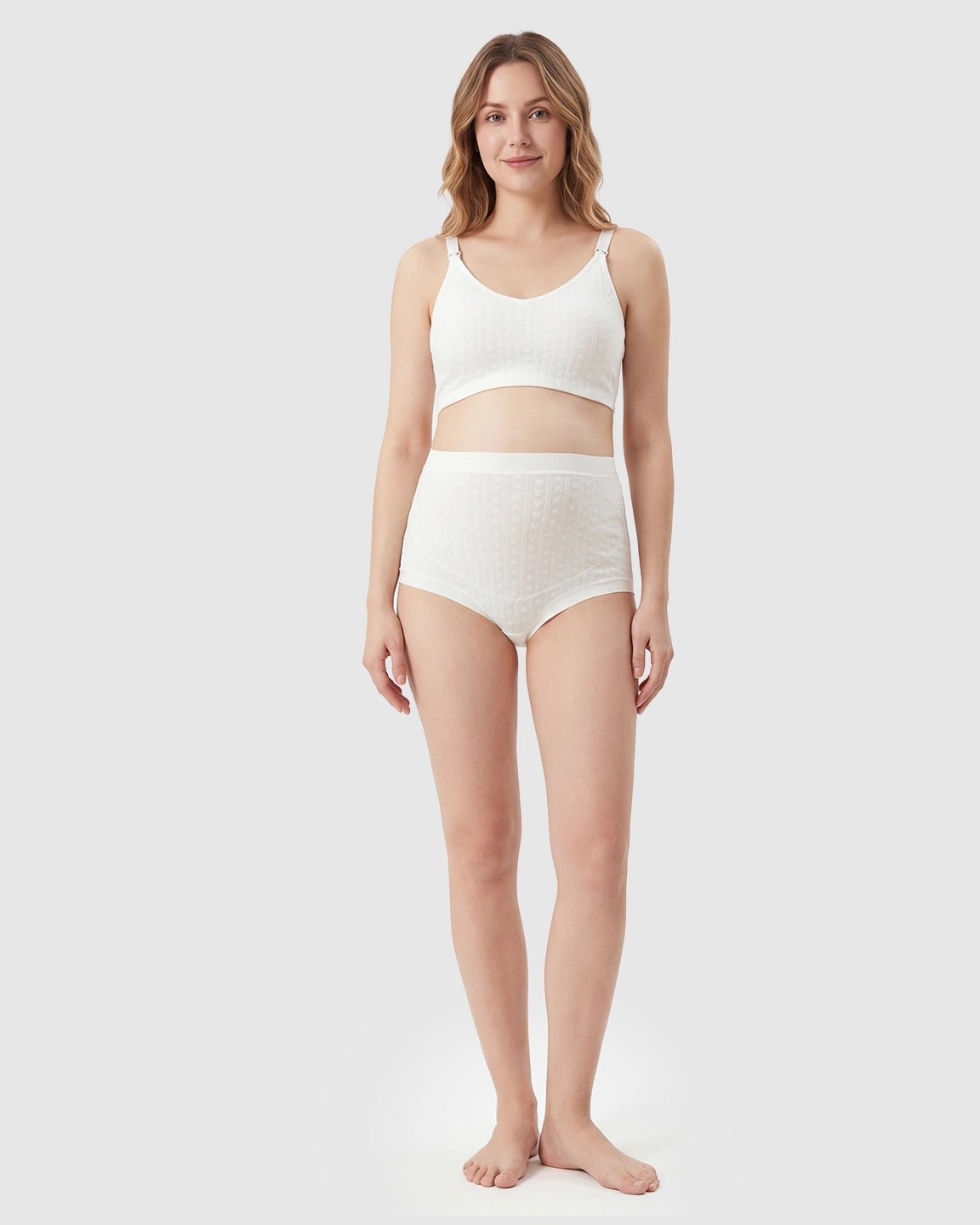 Embossed Heart Mid-Waist Maternity Underwear