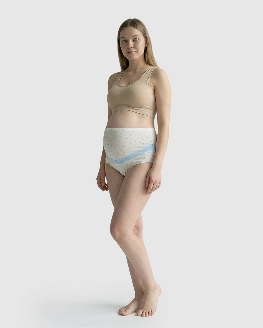 High-Waisted Geometric Pattern Maternity Underwear