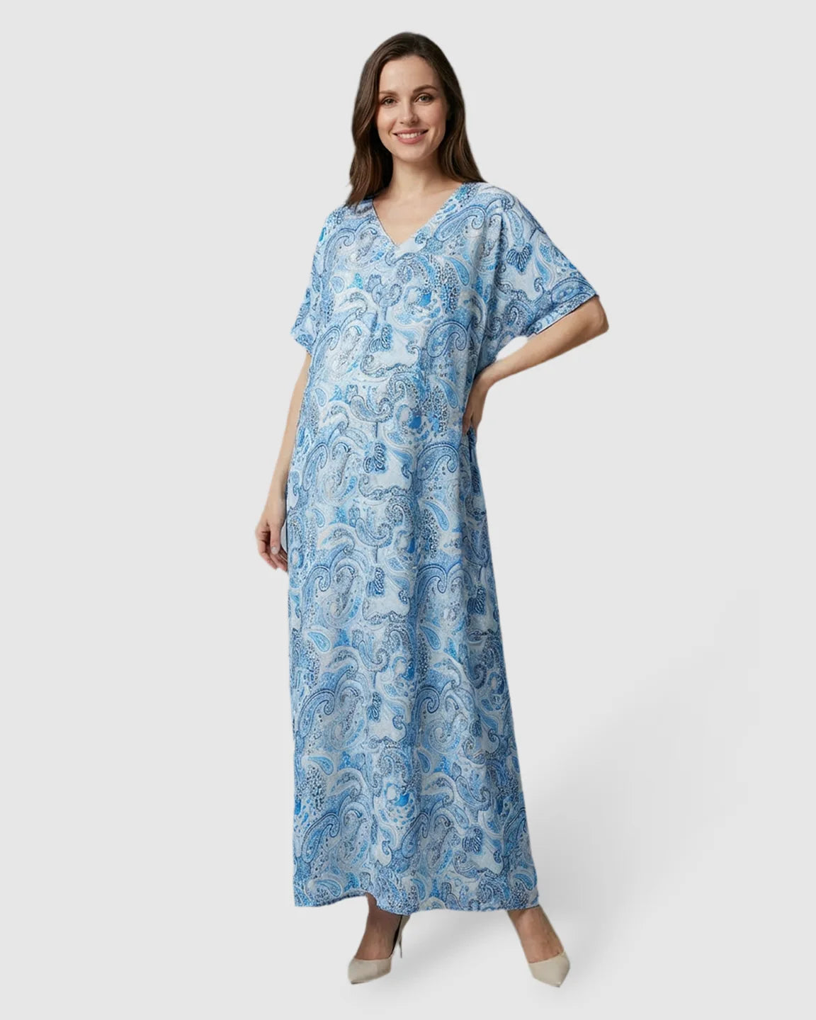 Lightweight Floral-Print Maternity Kaftan Dress