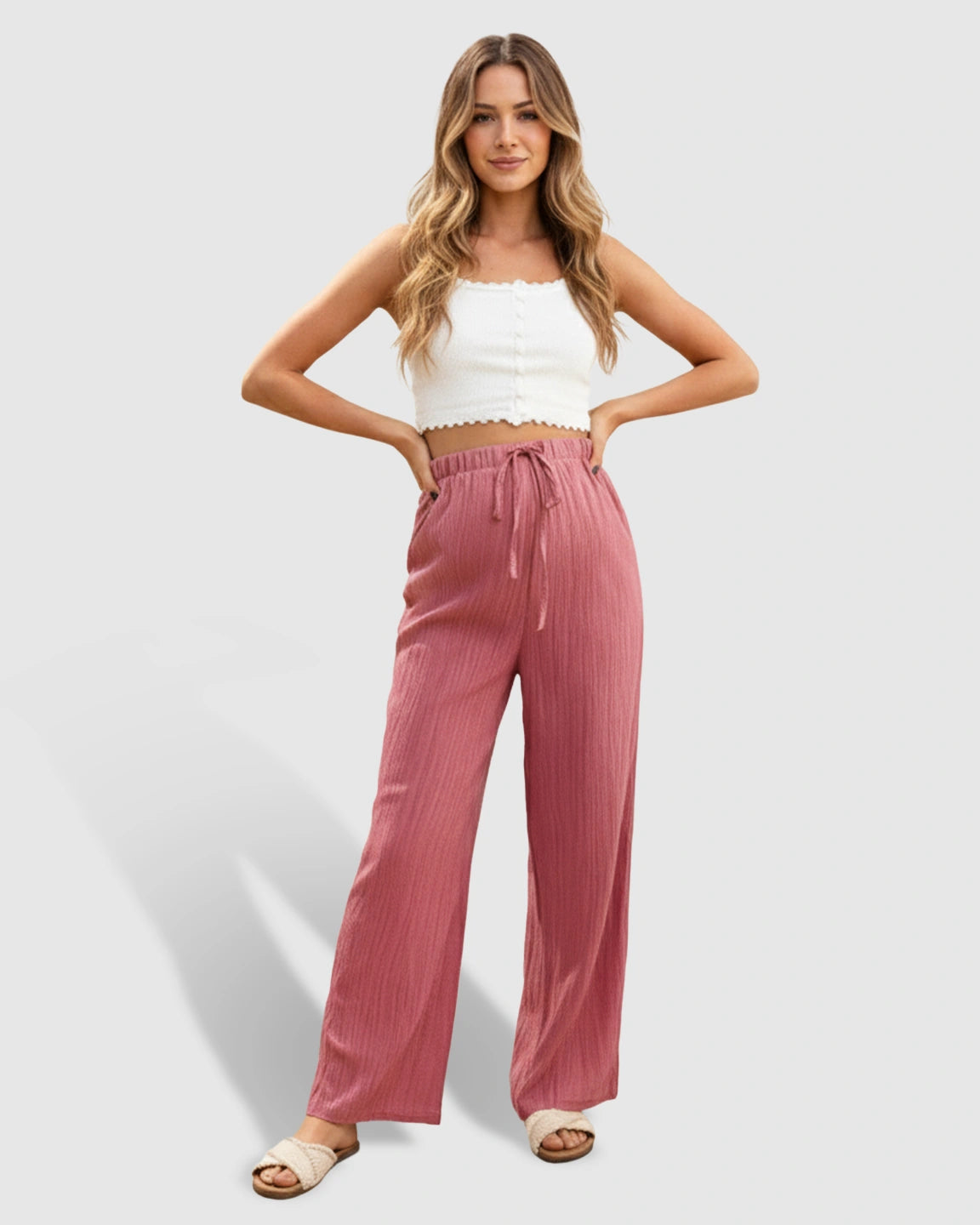 High-Waisted Breathable Wide-Leg Maternity Trousers