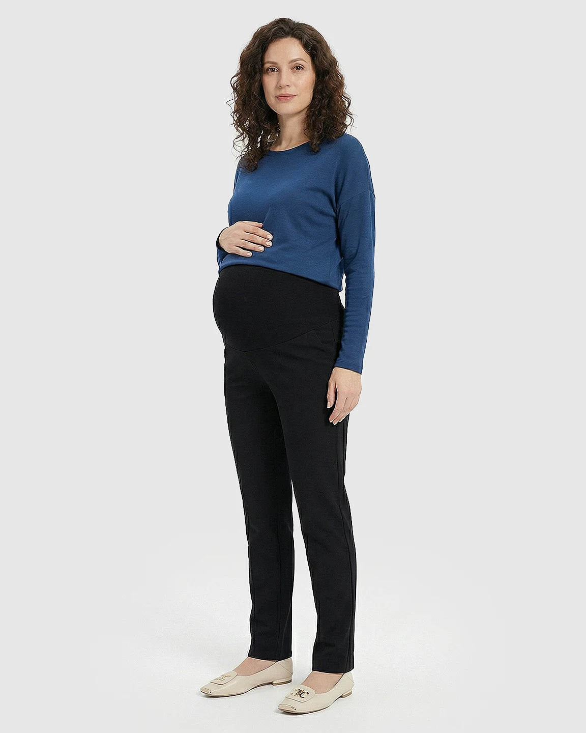 High-Waist Cigarette Cut Maternity Trousers