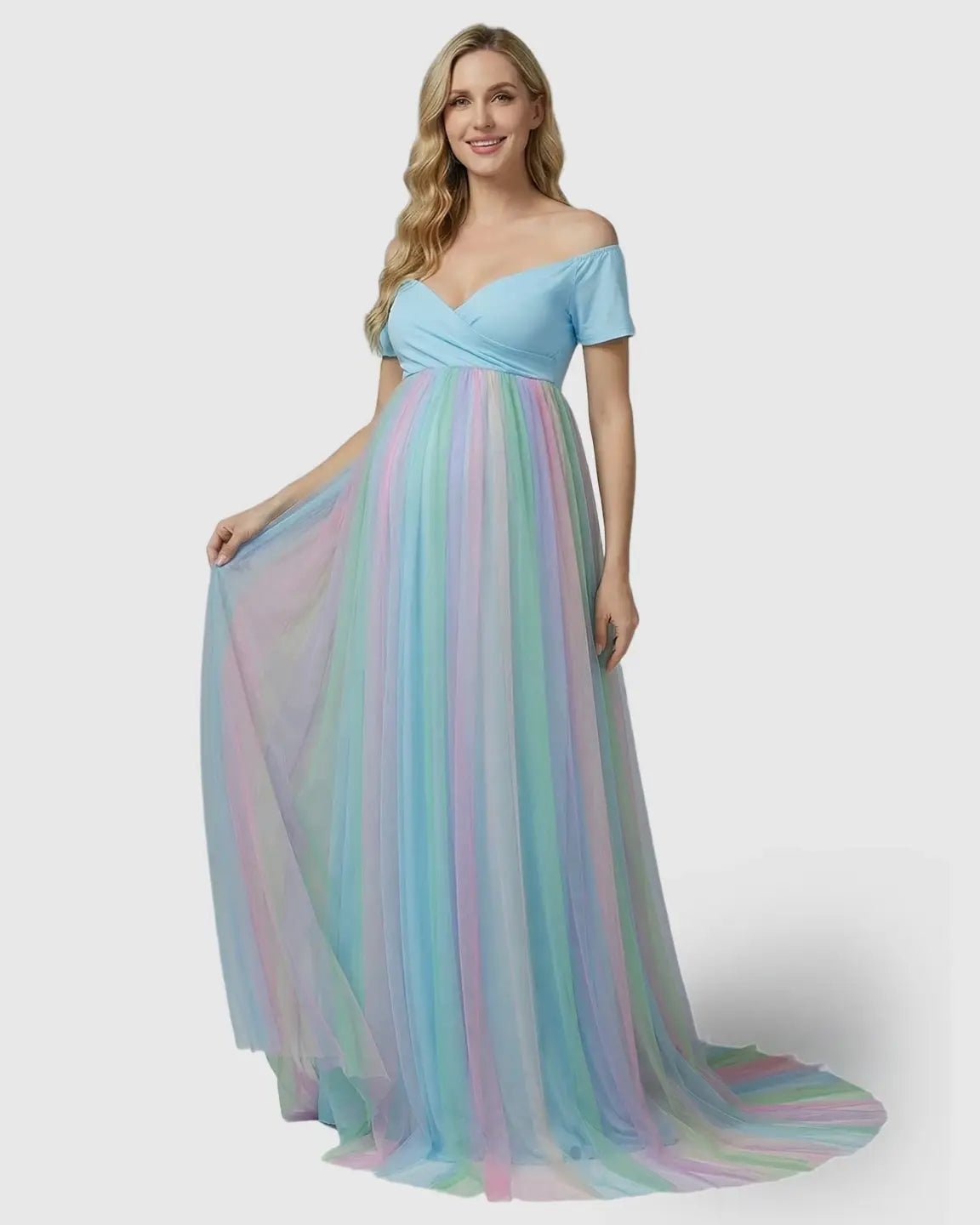 Ombre Flowing Skirt Dreamy-Style Maternity Photoshoot Dress