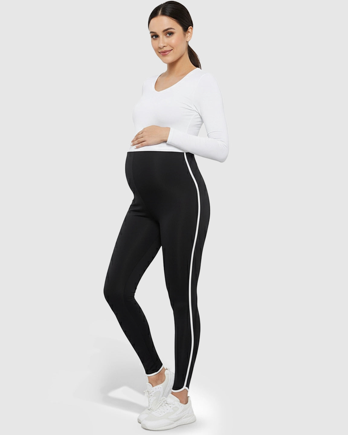 Shaping Side-Stripe Maternity Leggings