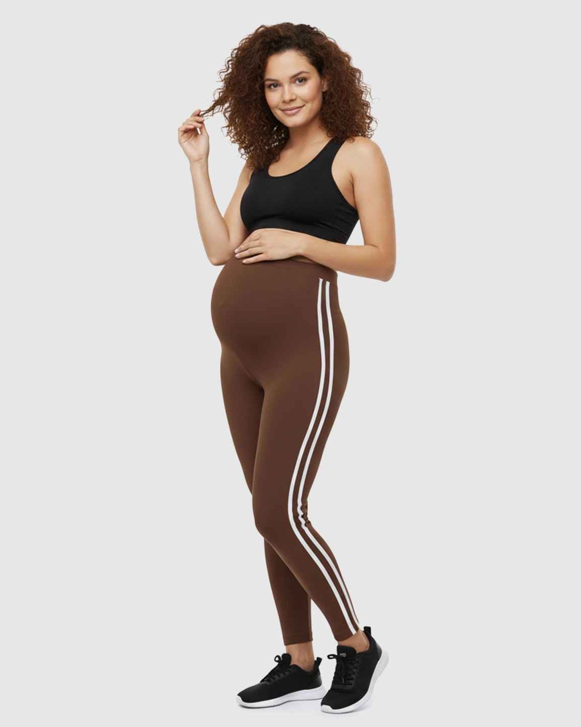Side Striped Sporty Maternity Leggings