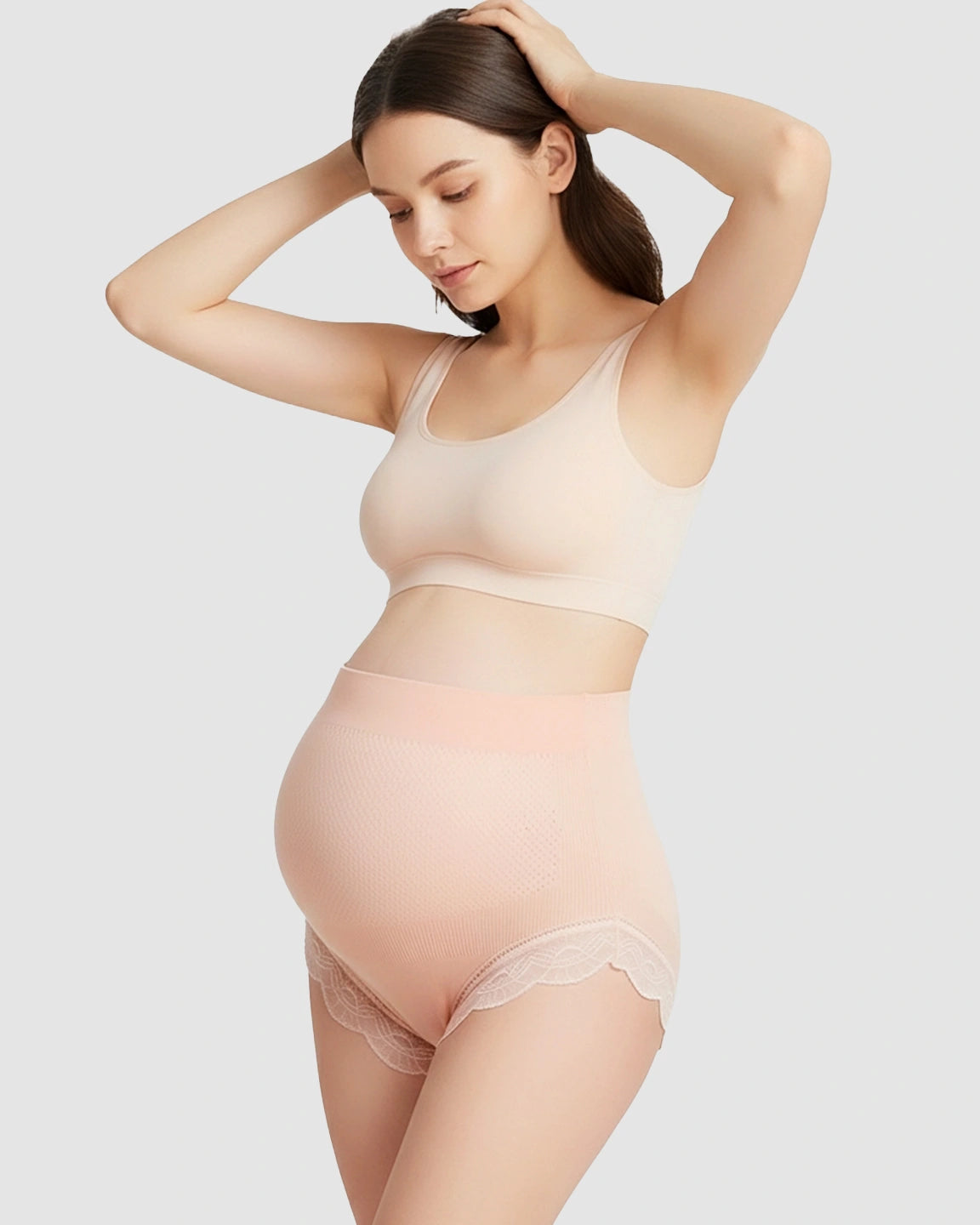 High-Waist Seamless Lace-Trim Maternity Panties