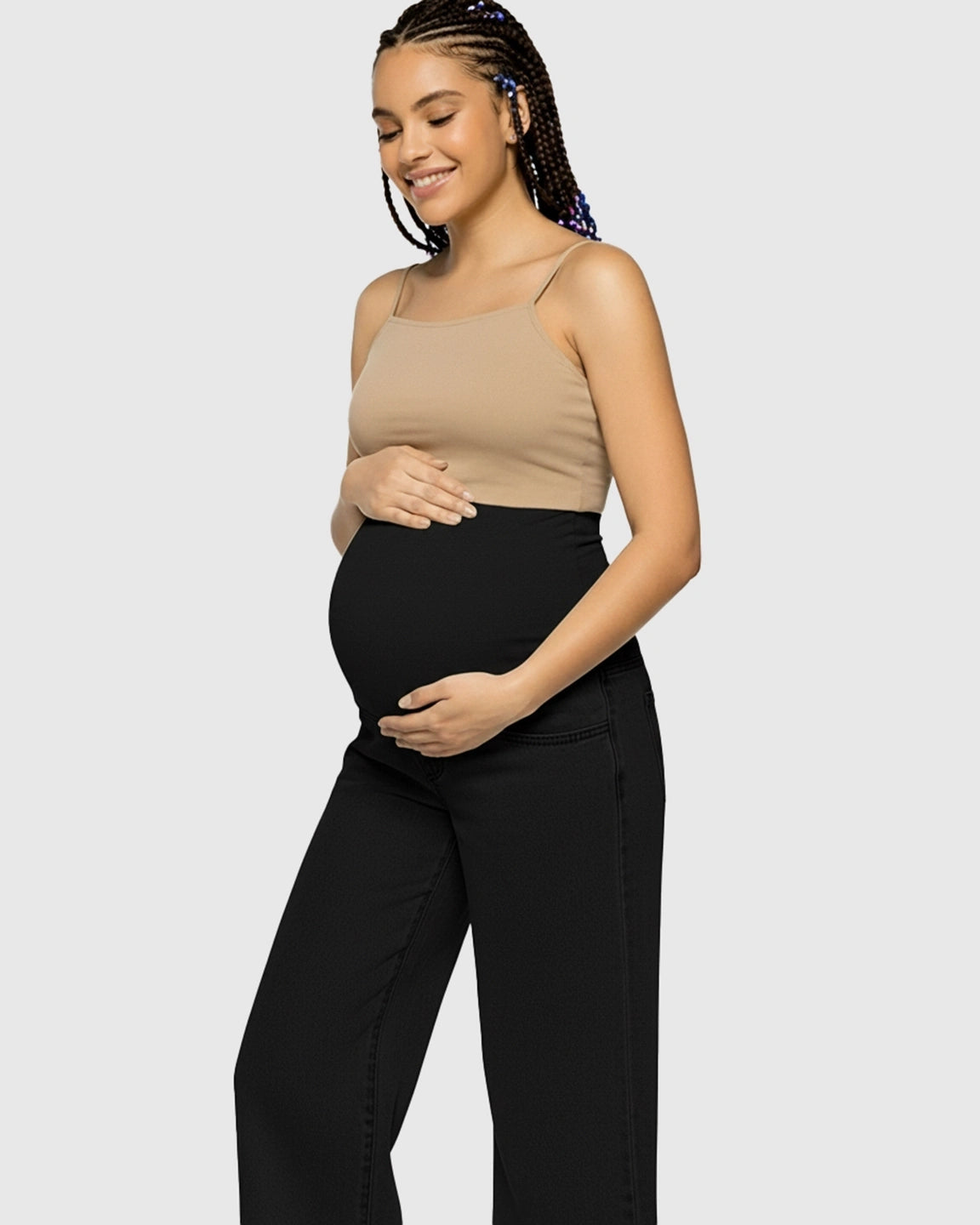 Elastic Waist Wide-Leg Maternity Jeans