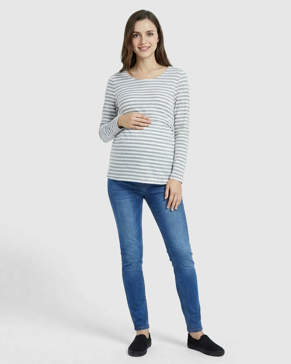Long-Sleeve Overlap Panel Maternity & Nursing Top