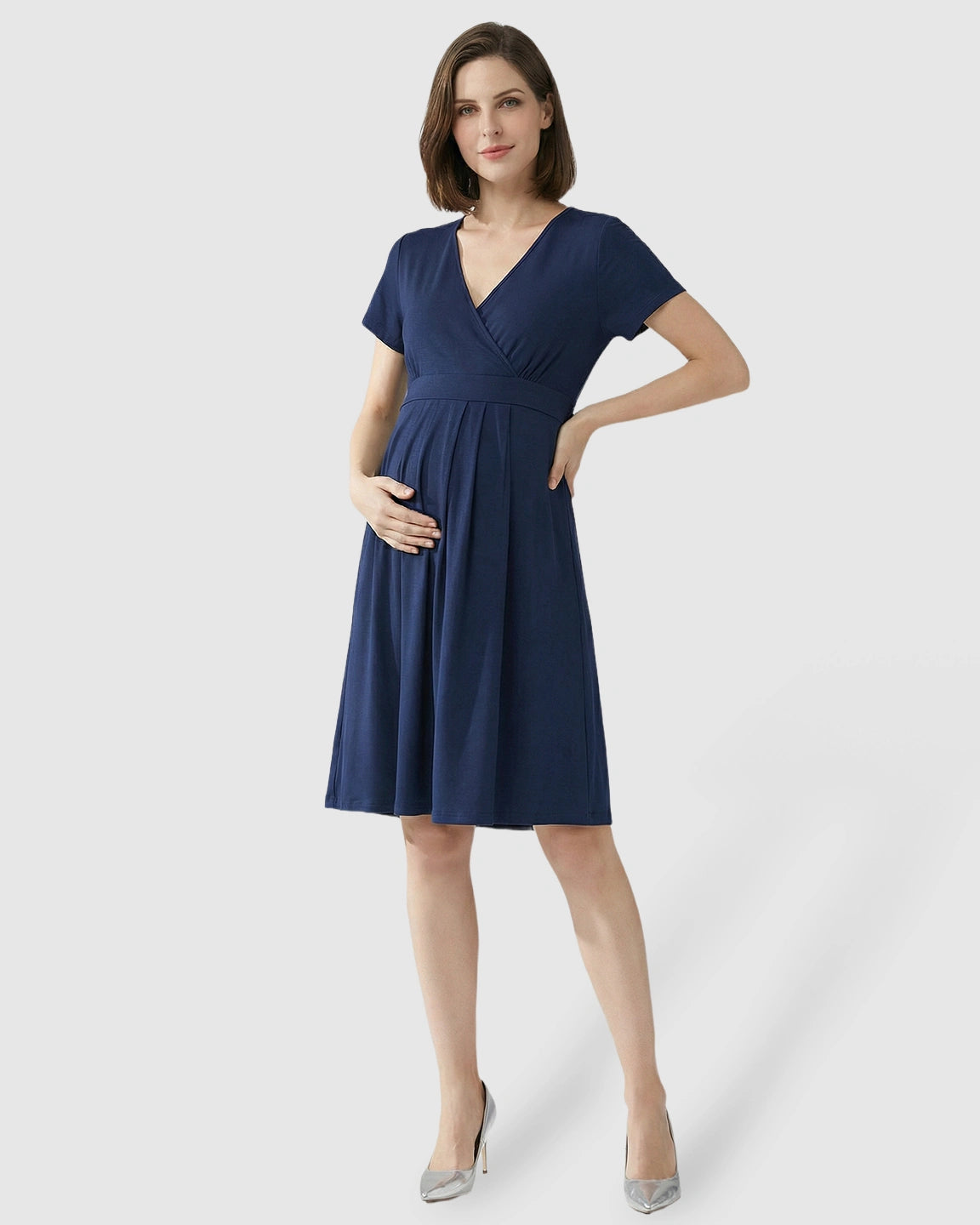 V-Neck A-Line Maternity & Nursing Dress