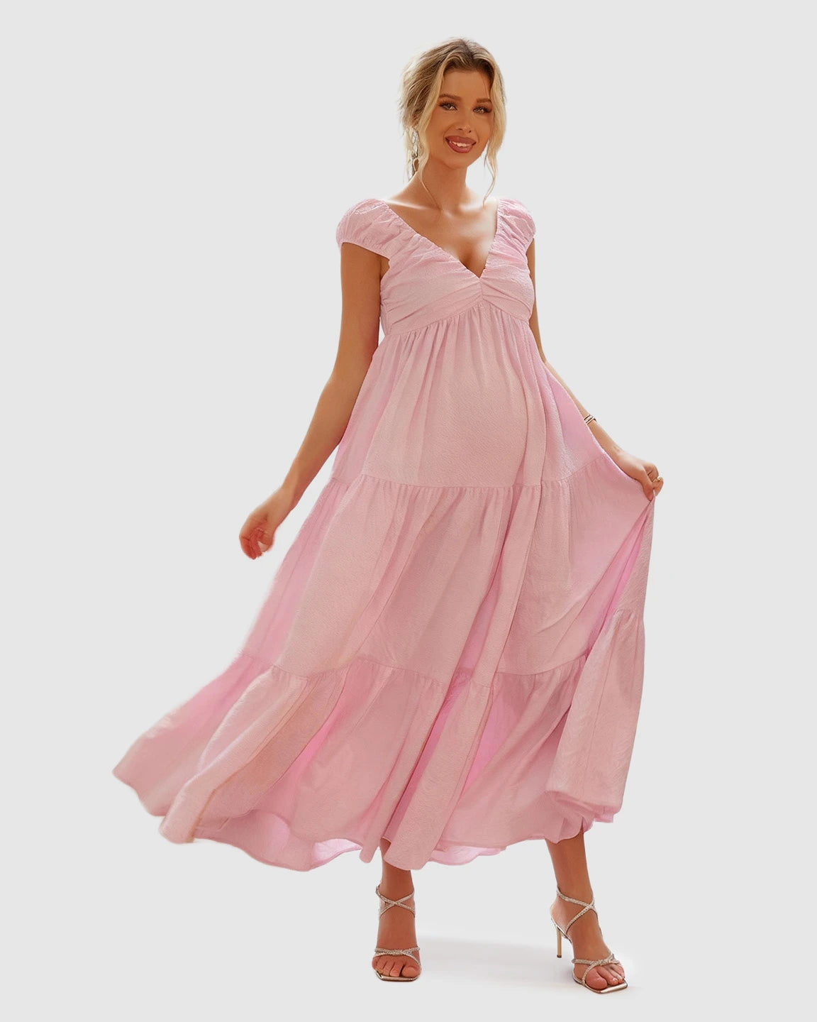 Chiffon Tiered Maternity Maxi Dress