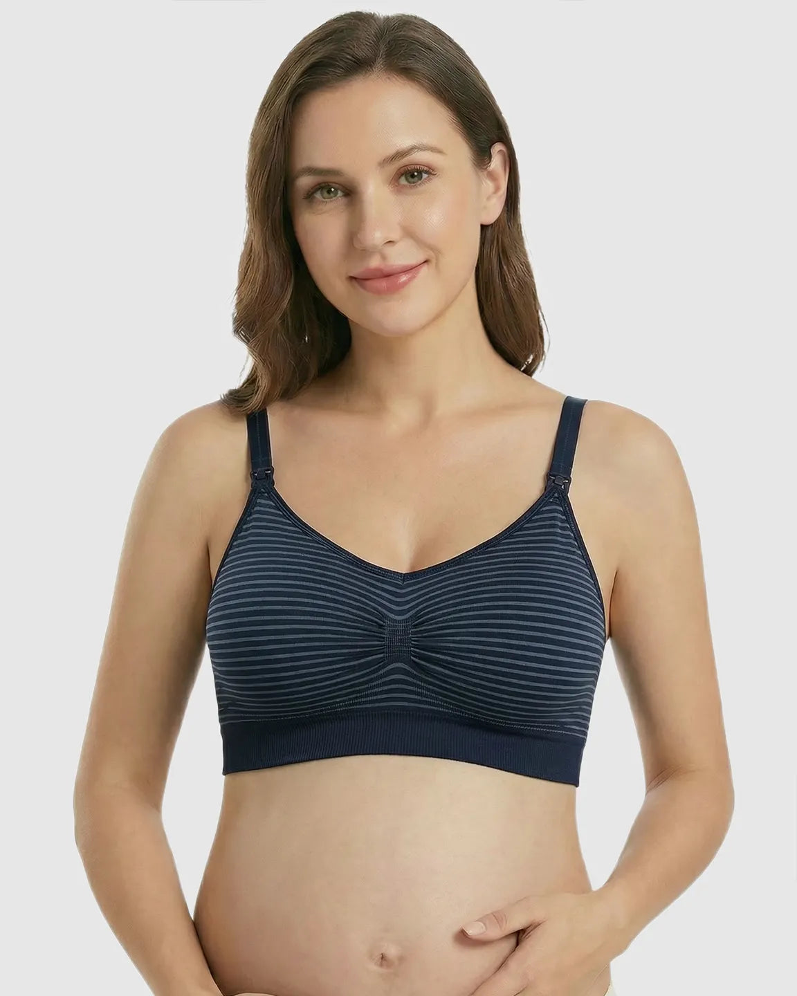 Seamless Striped Wireless Nursing Bra