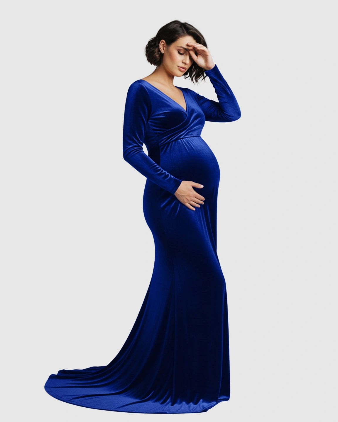 Off-Shoulder Velvet Maternity Gown
