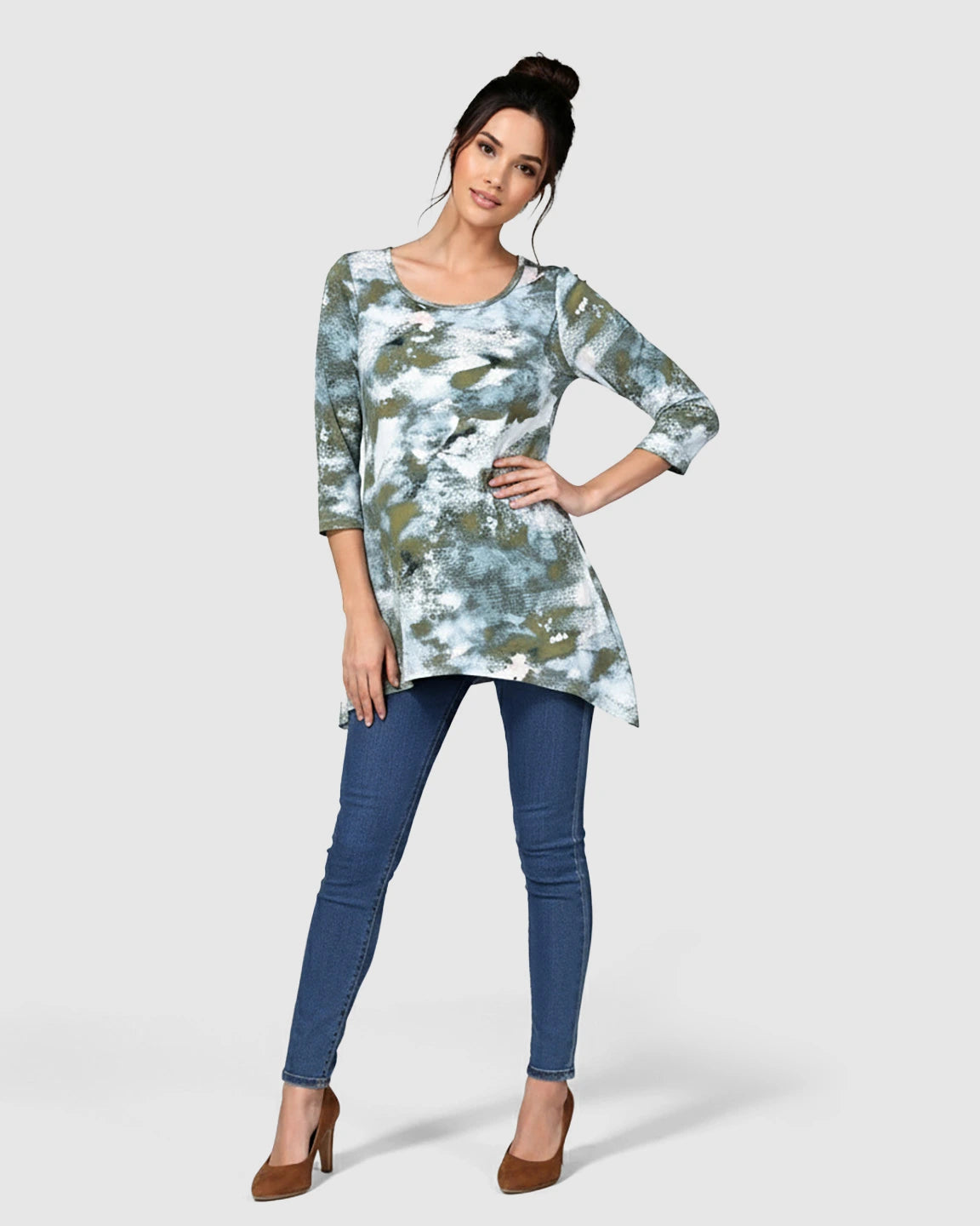 Asymmetrical Hem Casual Maternity Nursing Tunic Top