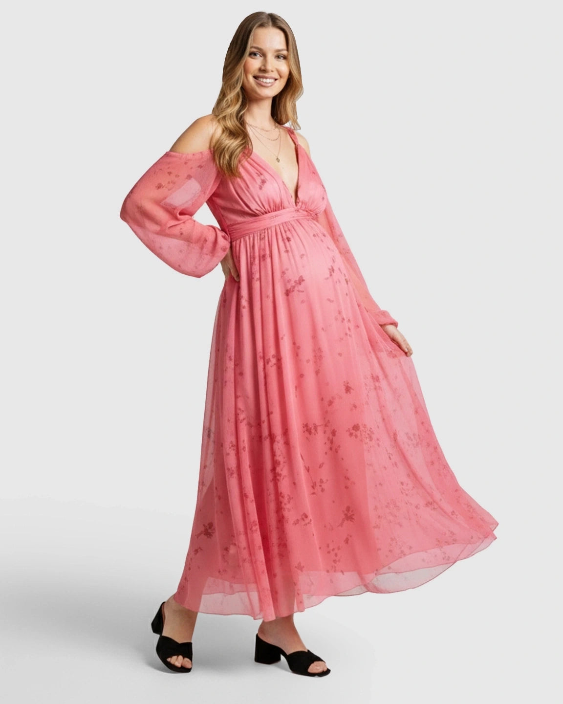 Ethereal Pink Floral Maternity Dress