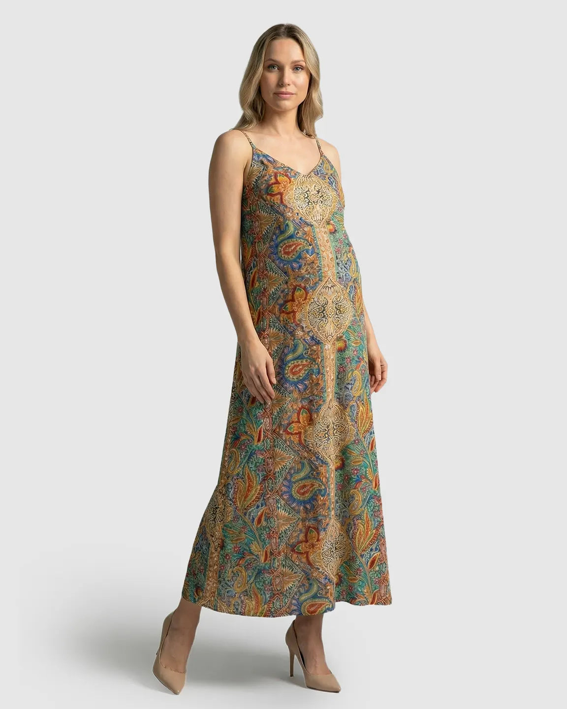 Sling Sleeveless Bohemian Flowy Maternity Maxi Dress