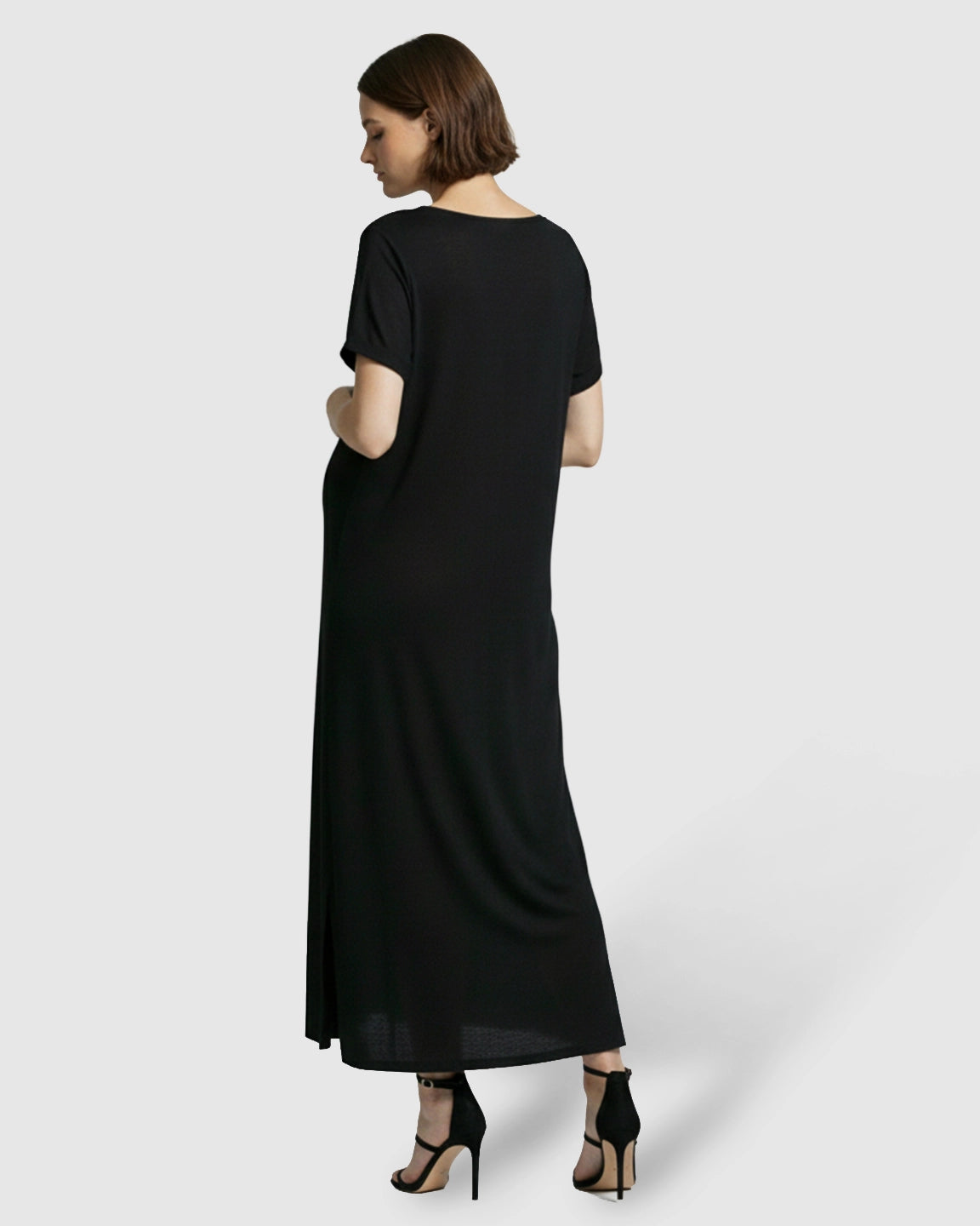 Soft V-Neck Relaxed Fit Maternity Midi Dress