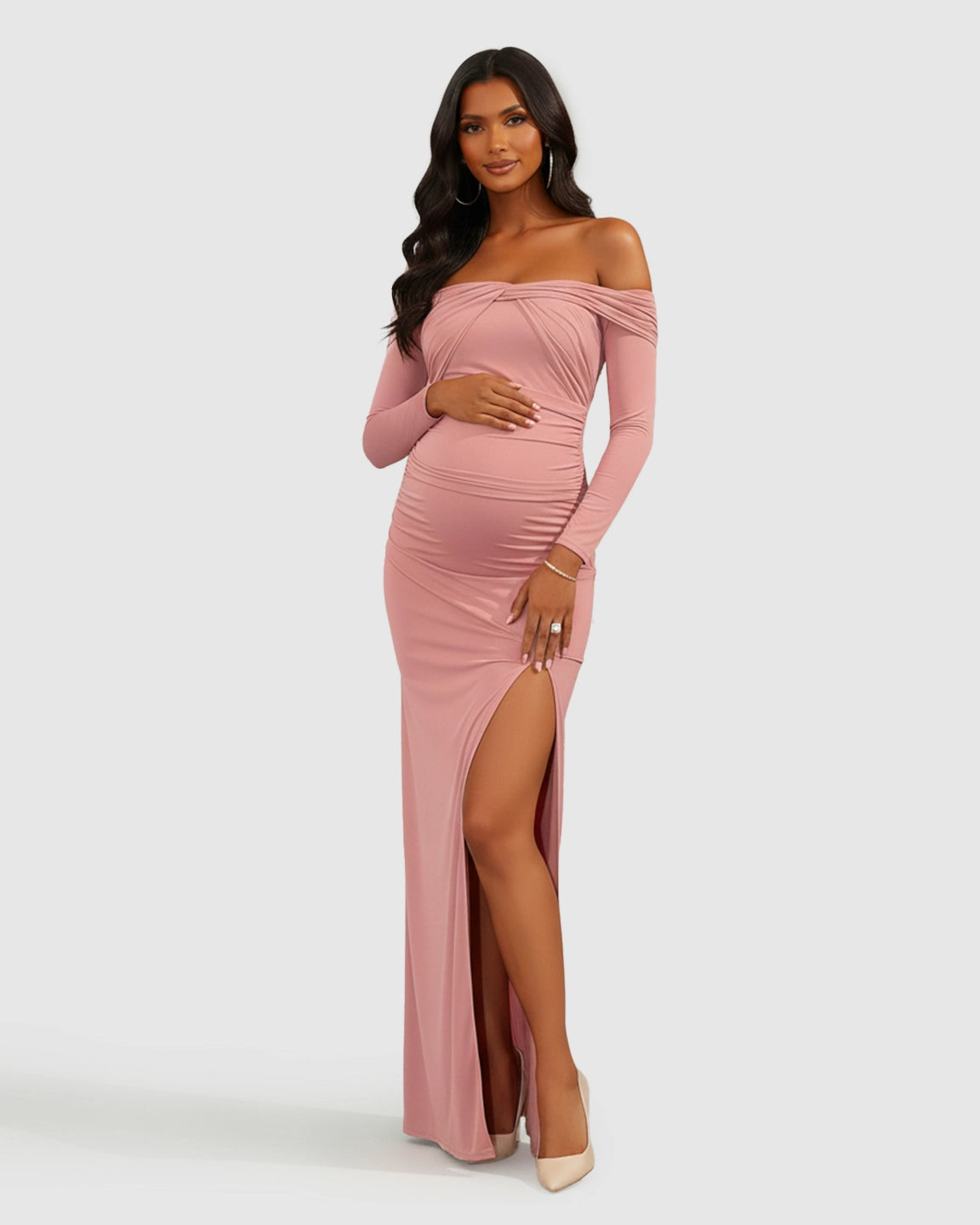 Ruched Bodice Bodycon Maternity Photoshoot Dress
