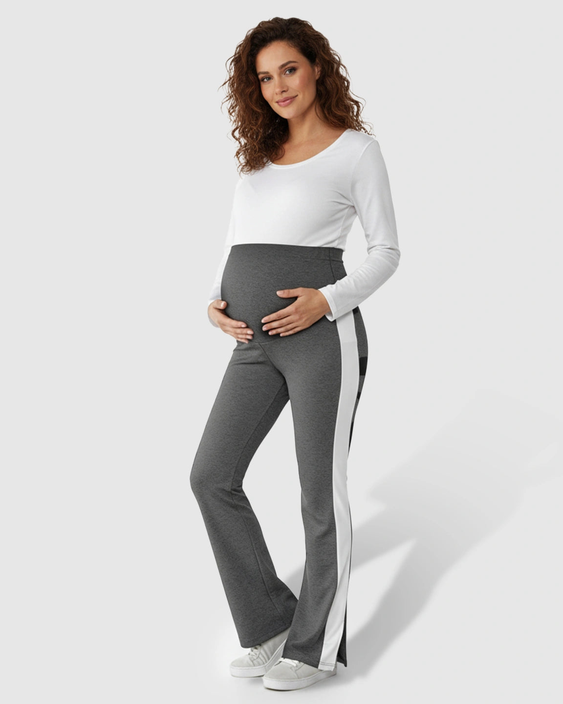 Slitted Side Hem Flared Maternity Pants