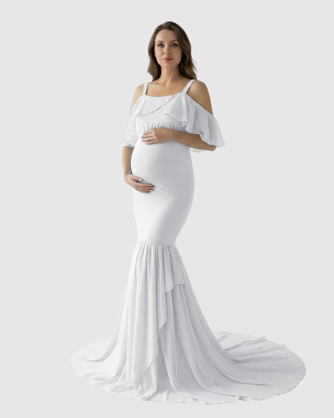 Off-Shoulder Mermaid Trail Maternity Photoshoot Dress