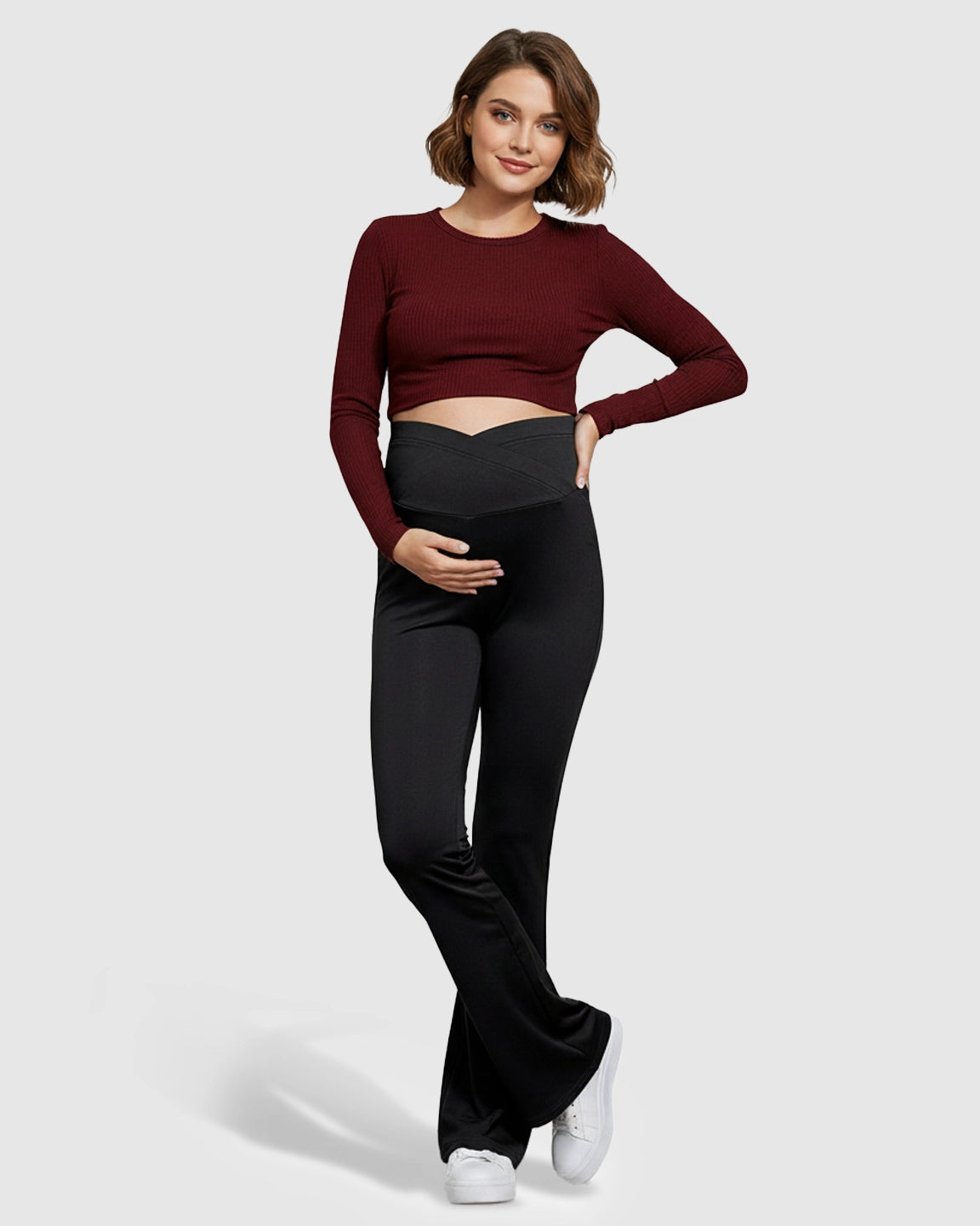 Crossover Waist Flared Maternity Pants