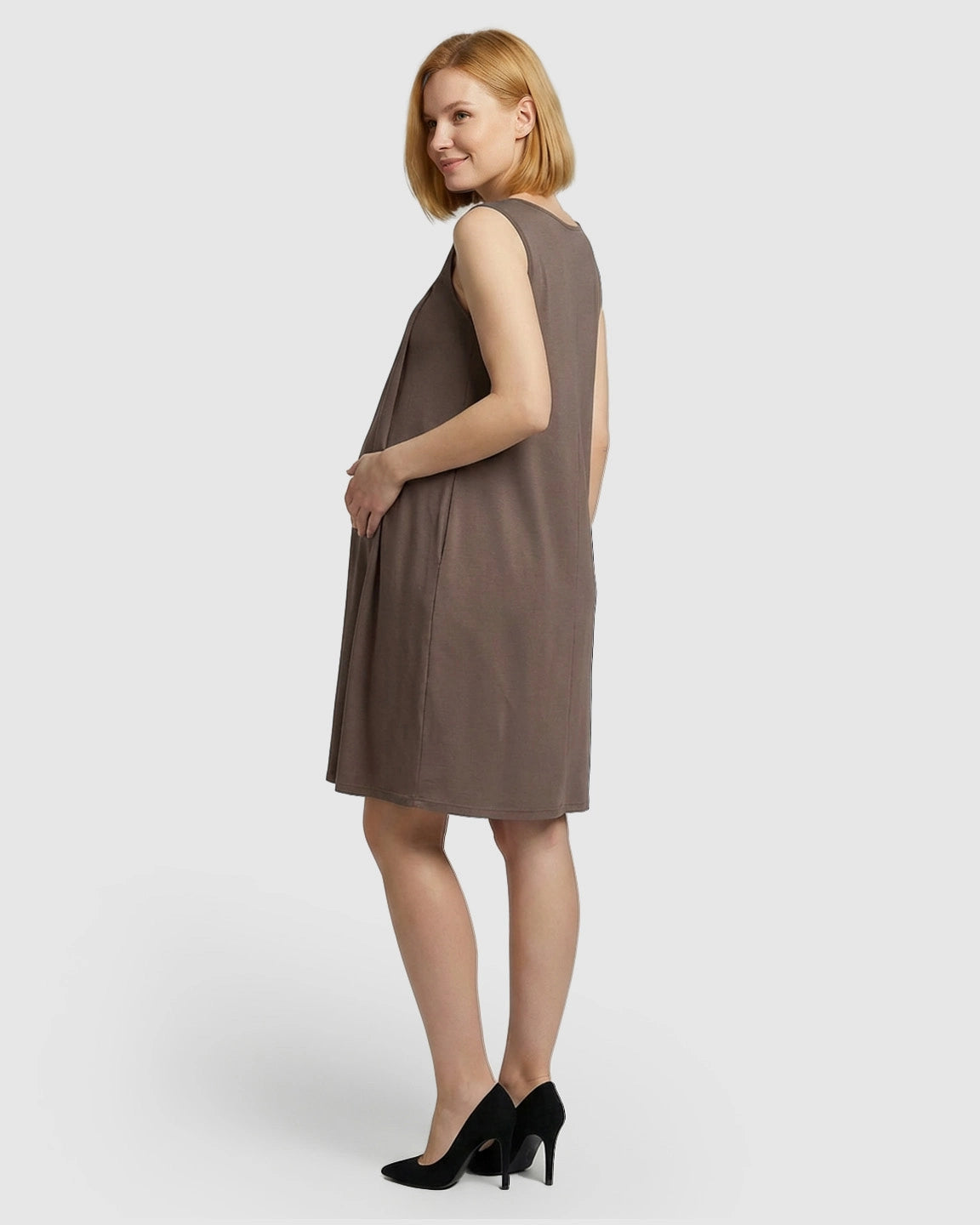 Discreet Nursing Opening Casual Maternity Midi Dress