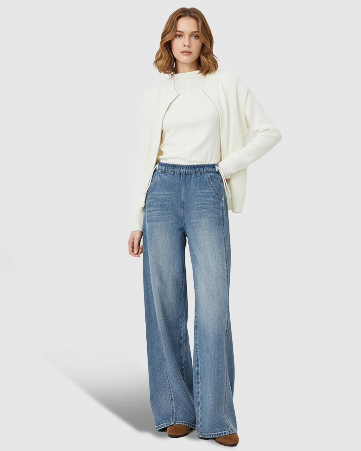 Zipperless Side Drawstring Wide-Leg Maternity Pants