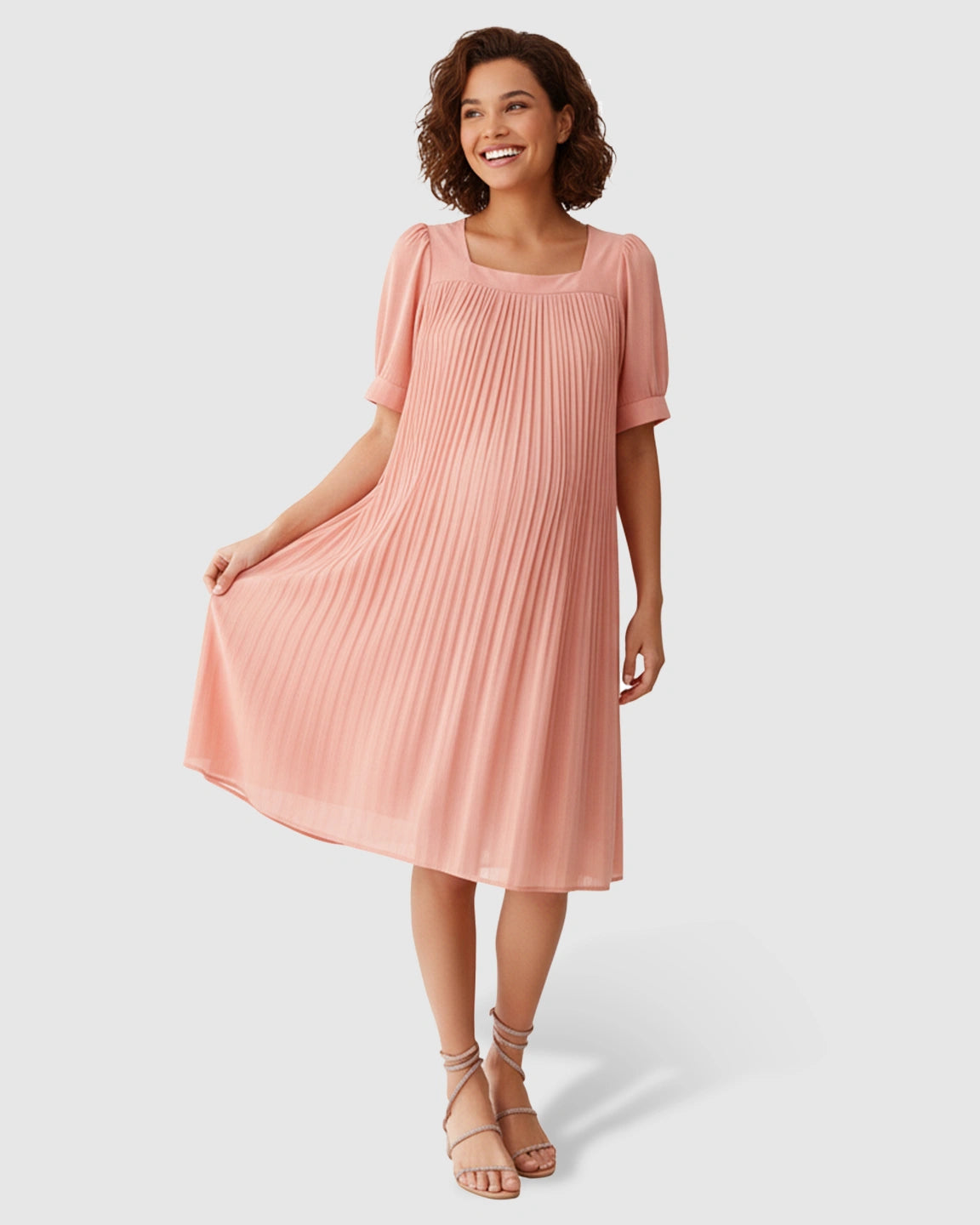 Pleated Flowy-Style Maternity Short Dress