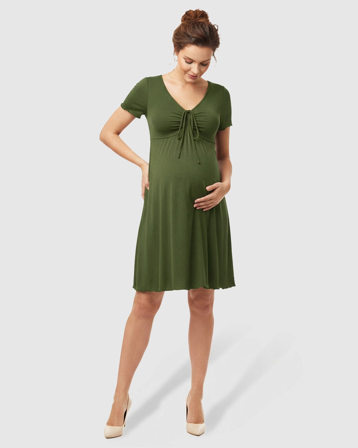Lettuce Edge Hem Casual Maternity Mini Dress