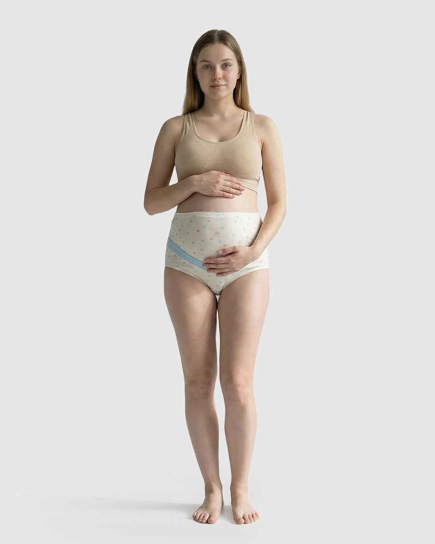 High-Waisted Geometric Pattern Maternity Underwear