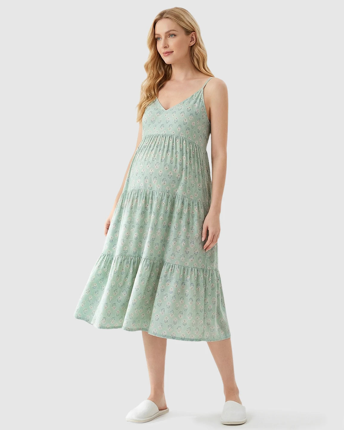 V-Neck Floral Loose Fit Maternity Nightdress