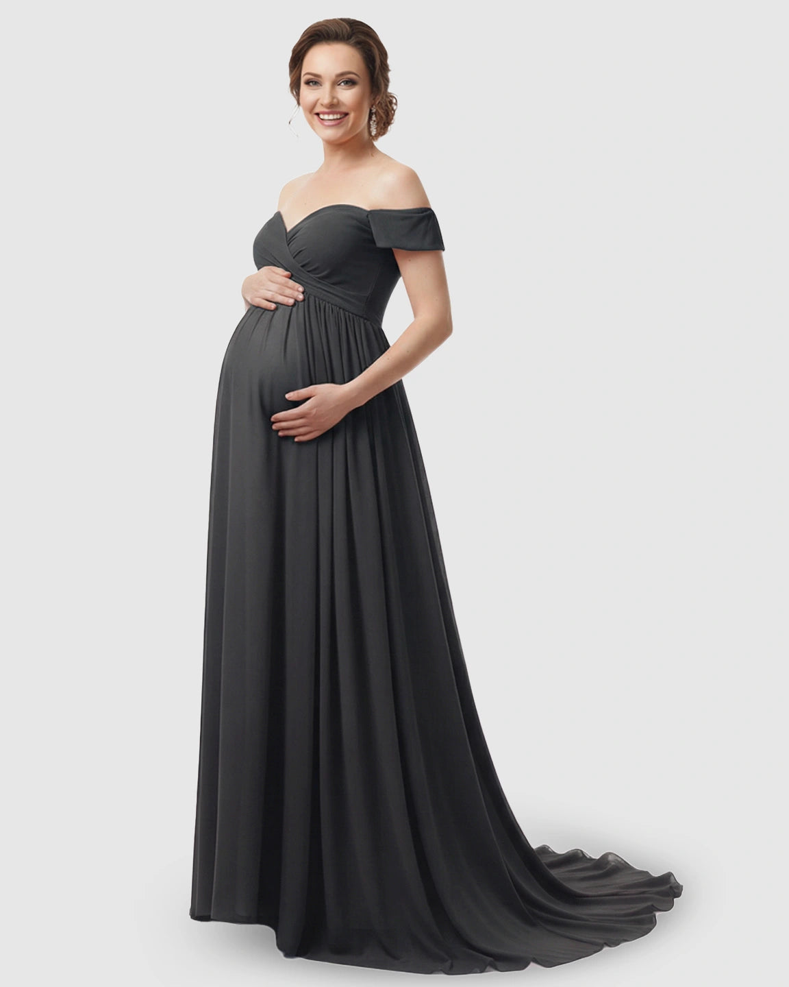 Off-Shoulder Dreamy Maternity Photography Gown