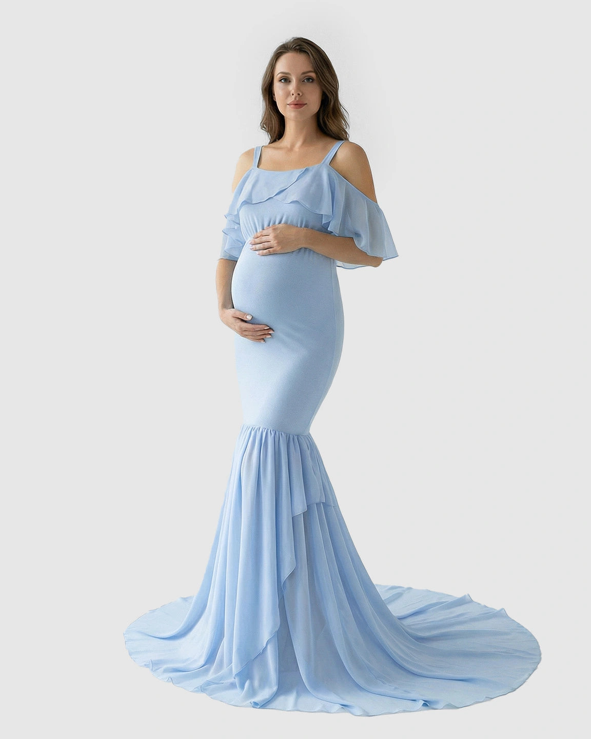 Off-Shoulder Mermaid Trail Maternity Photoshoot Dress