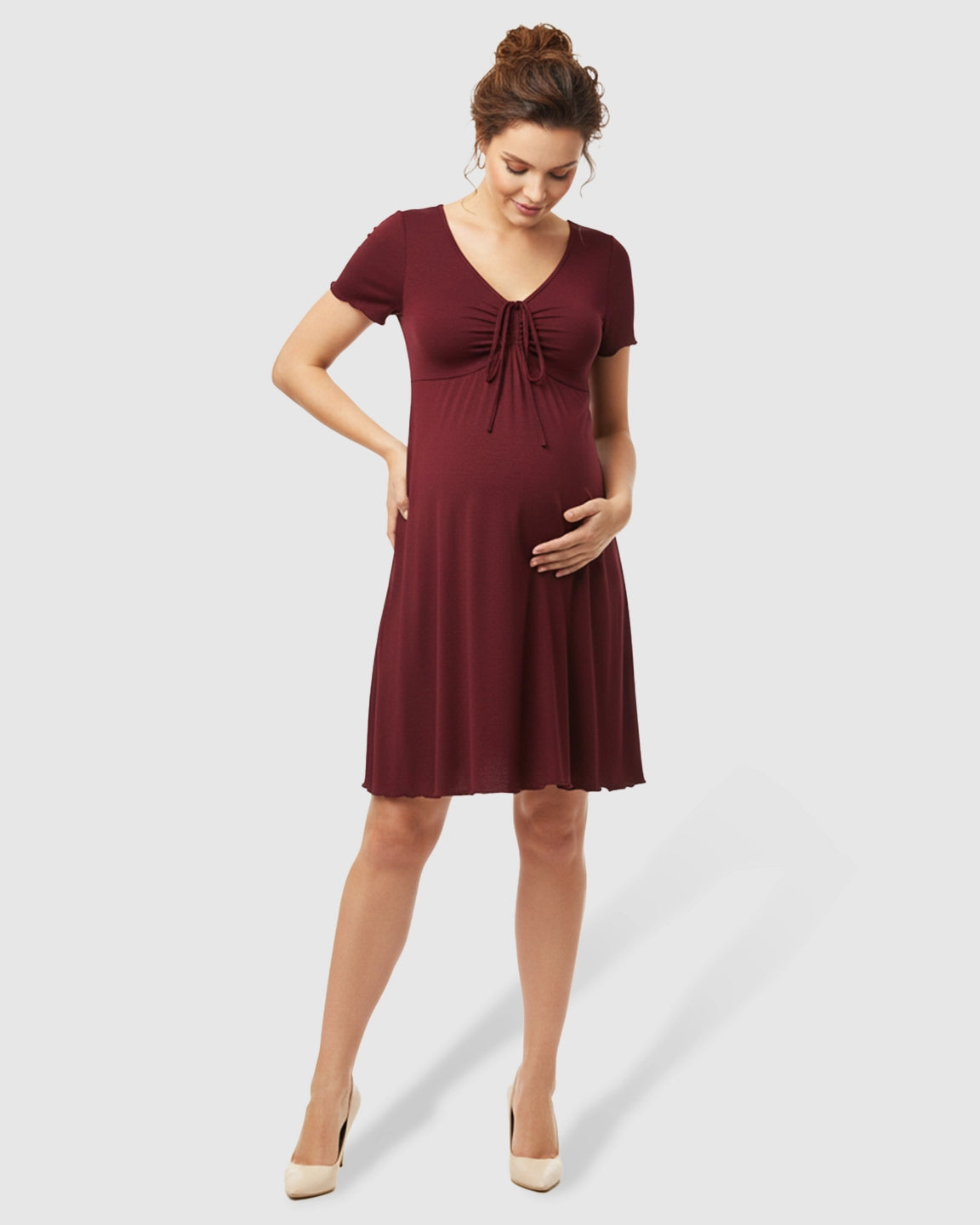 Lettuce Edge Hem Casual Maternity Mini Dress