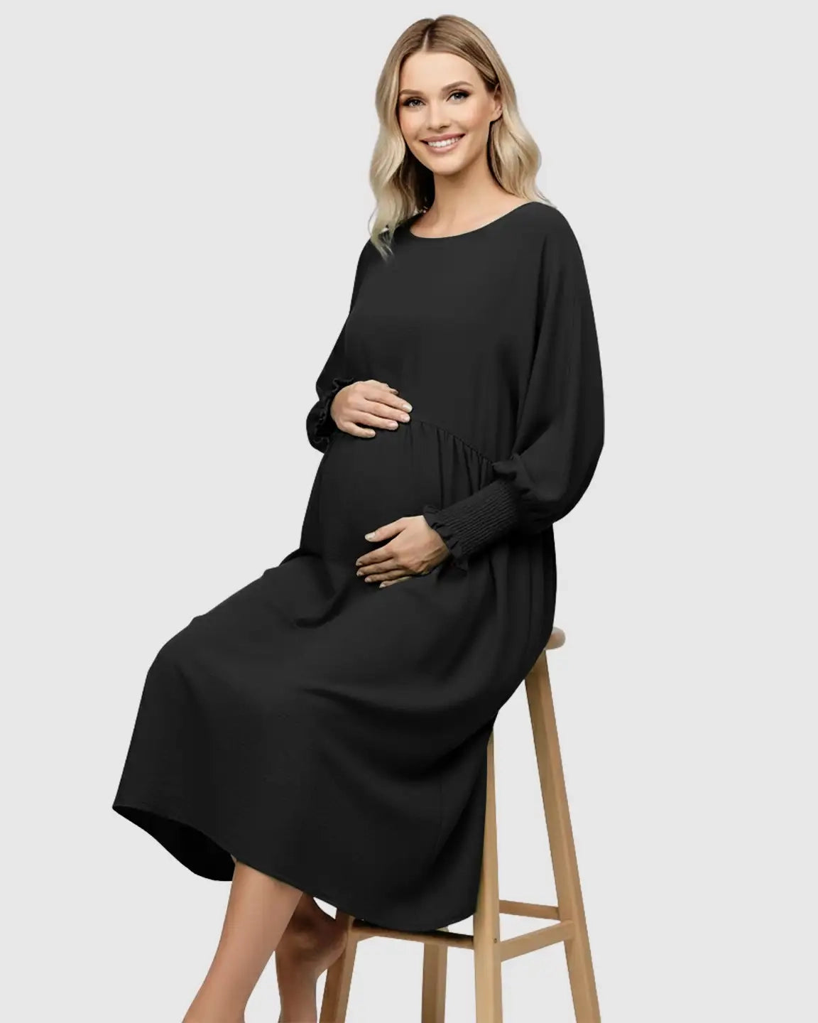 Flowy Smocked Sleeve Casual Dress