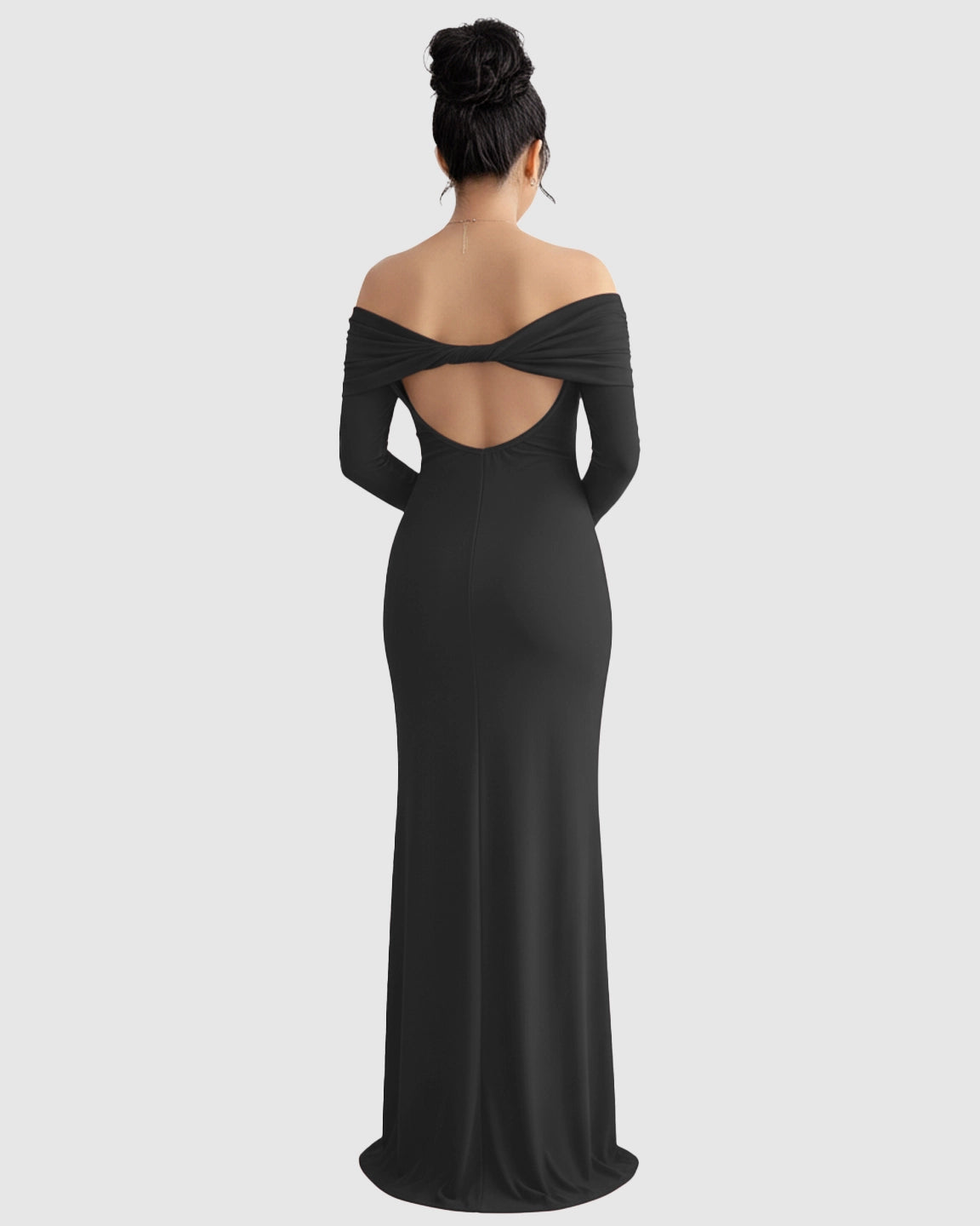 Off-Shoulder Cross-Back Maternity Gown