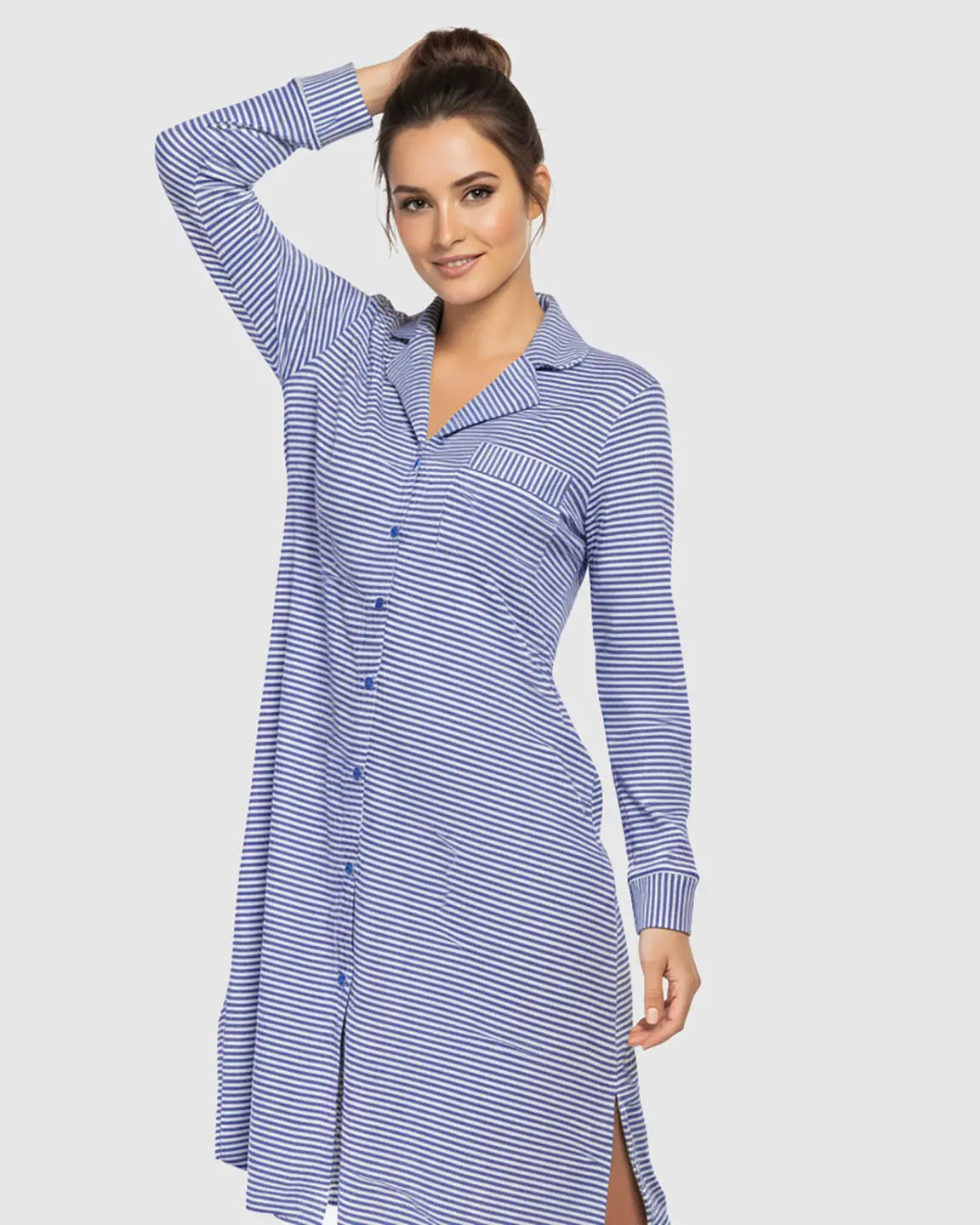 Button-Front Shirt Style Maternity Sleepwear