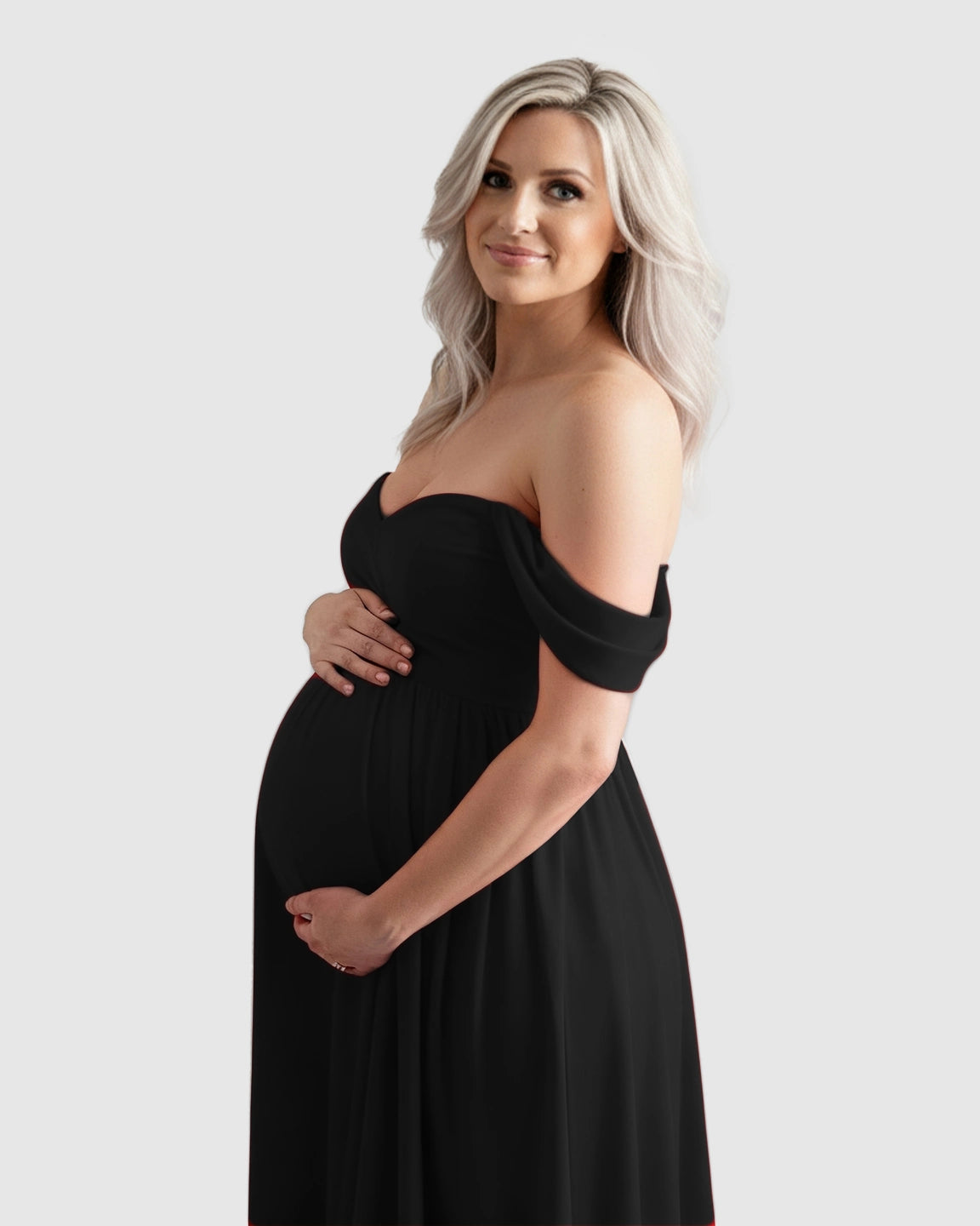 Off-Shoulder Flowing Maternity Photoshoot Gown