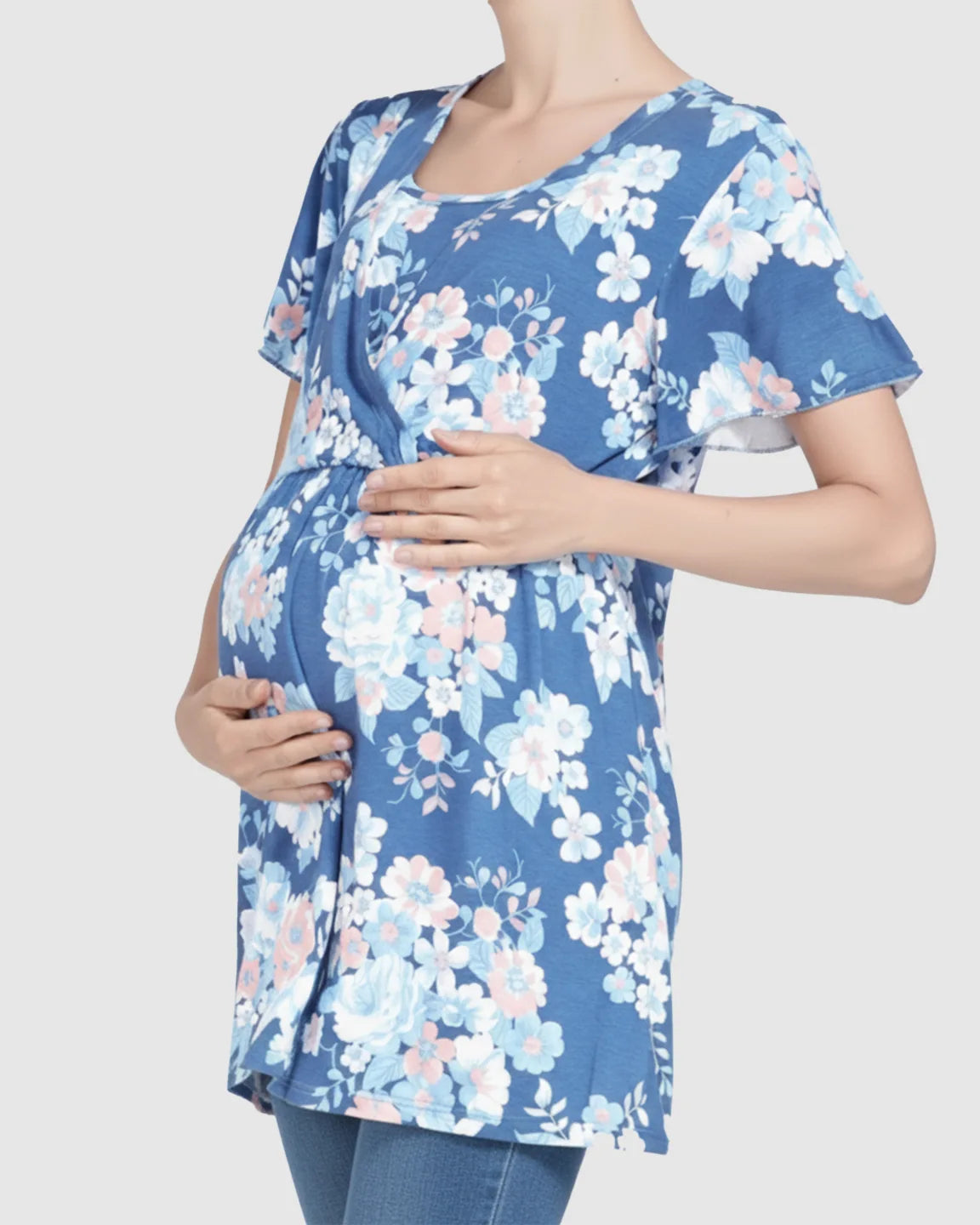 Floral Modal Stretch Nursing & Maternity T-Shirt