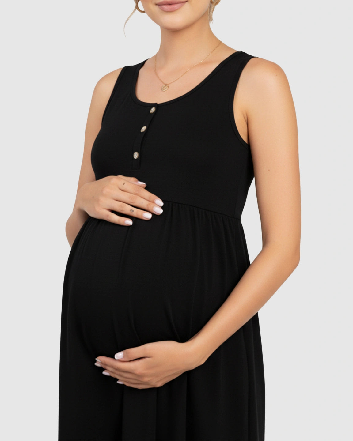 Button-Front Versatile Maternity Short Dress