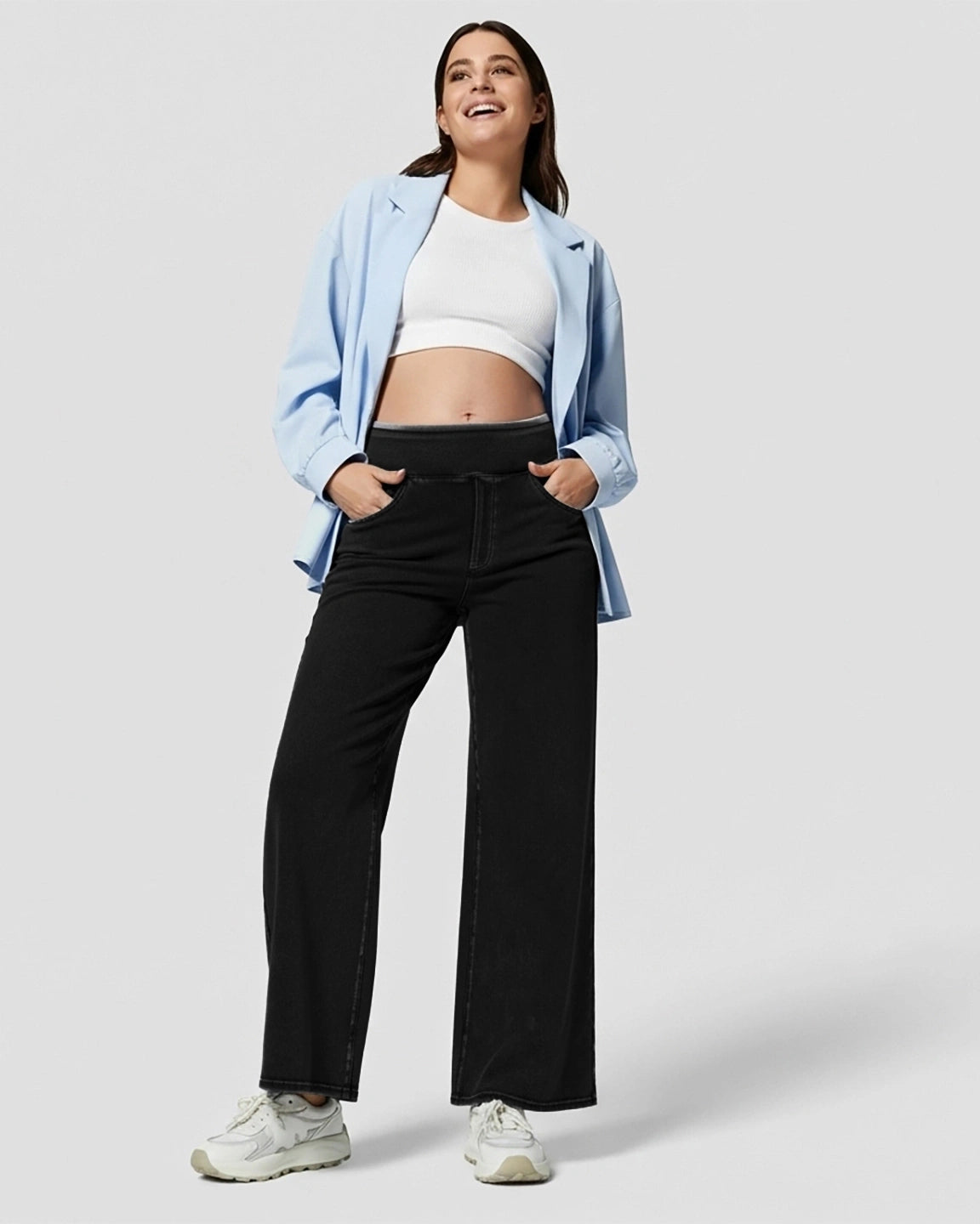 Adjustable Waist Wide-Leg Maternity Jeans