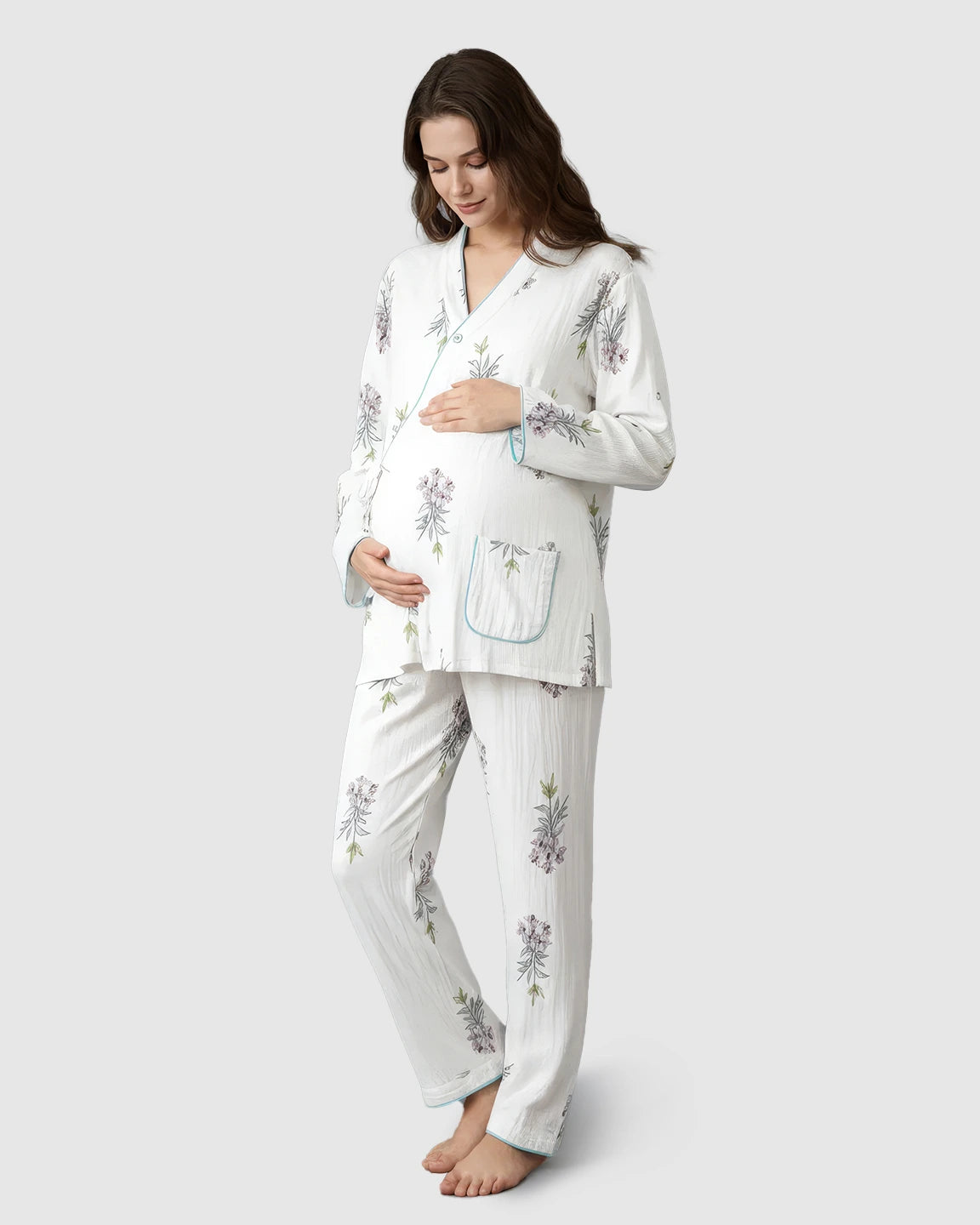 Cotton-Muslin Japanese-Style Maternity Sleepwear Set
