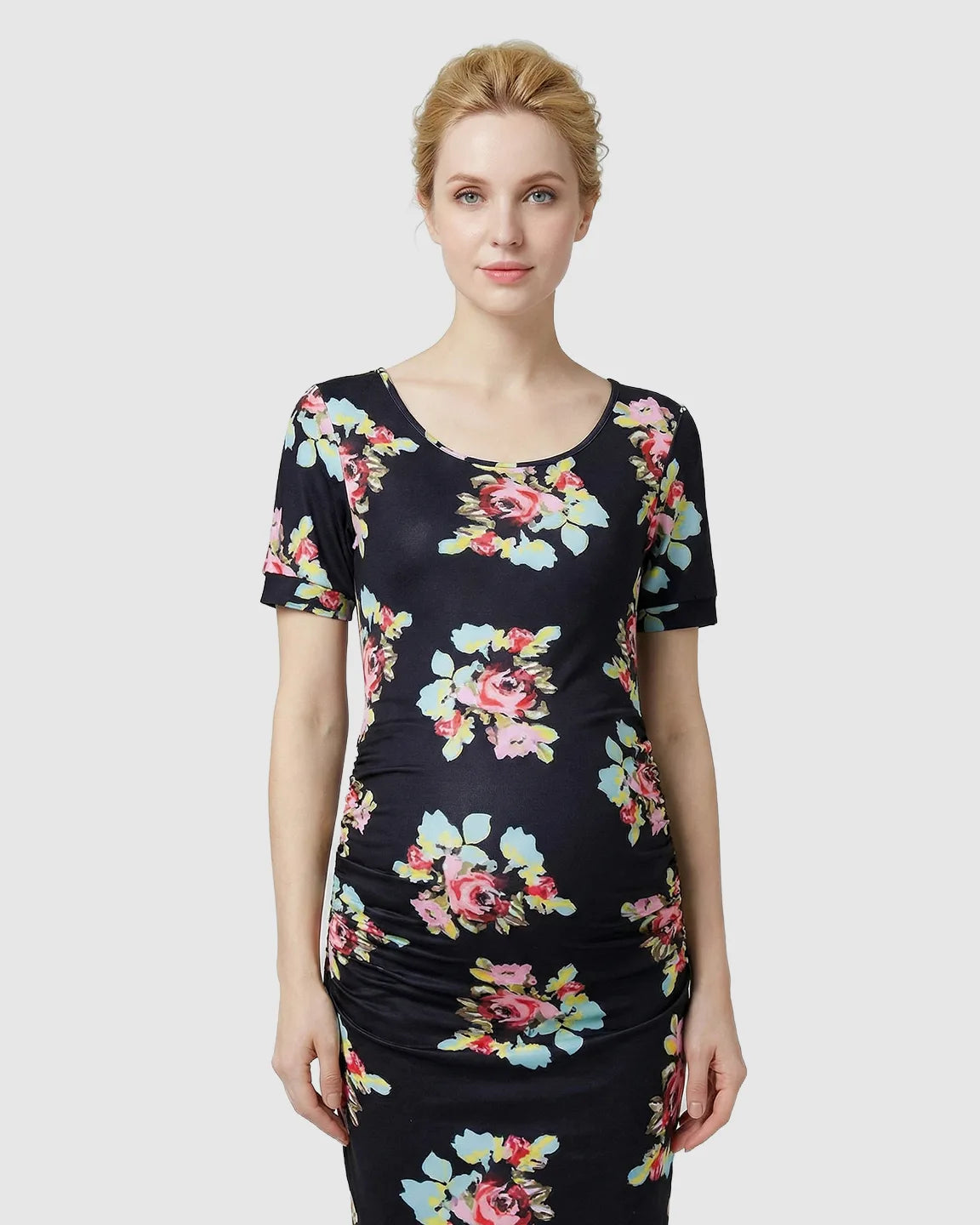 Side-Ruched Bodycon Maternity Dress