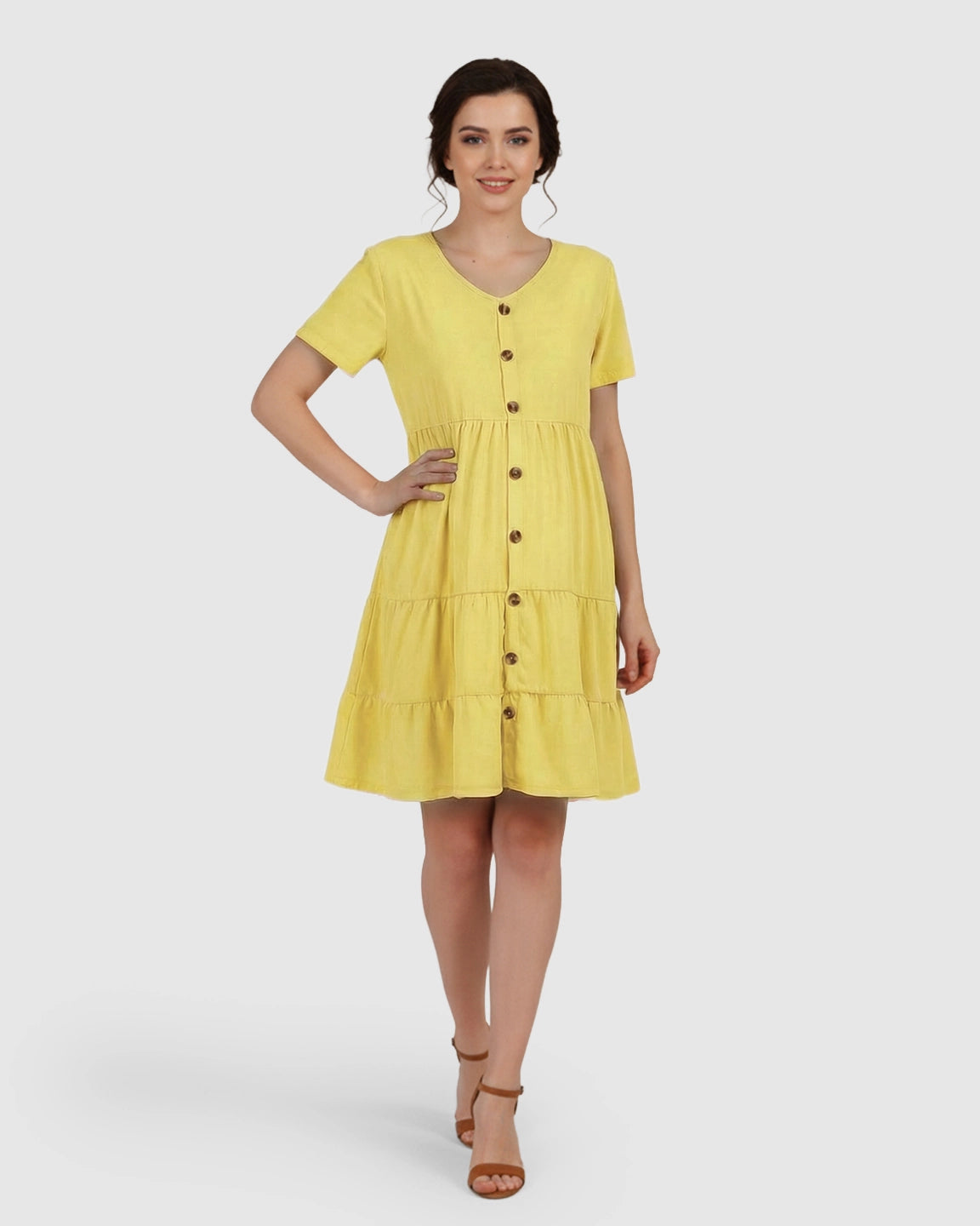 Button-Up Tiered Maternity Mini Dress