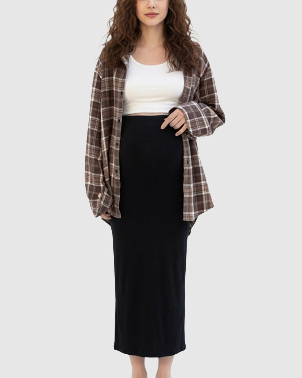 Skin-Friendly Casual Maternity Midi Skirt
