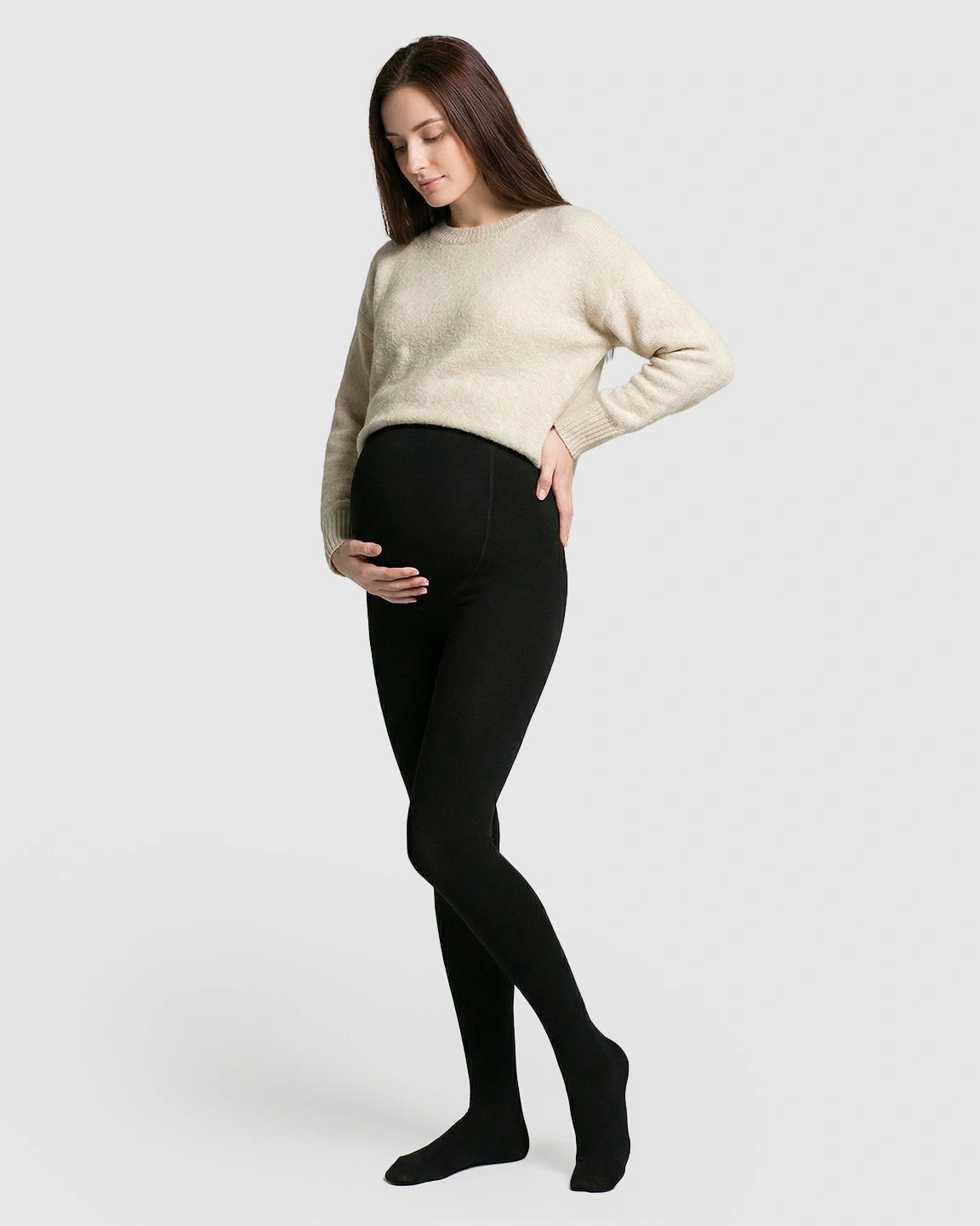 High-Waist Belly Support Footless Design Maternity Leggings
