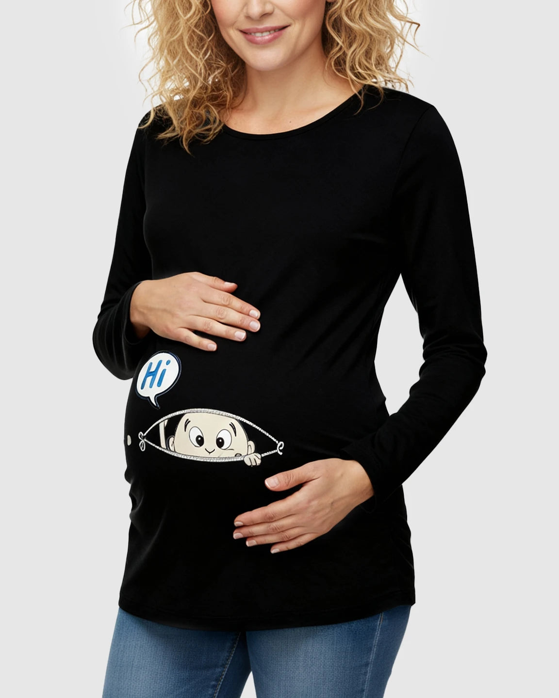 Slim Fit Side Ruched Long Sleeve Maternity Top