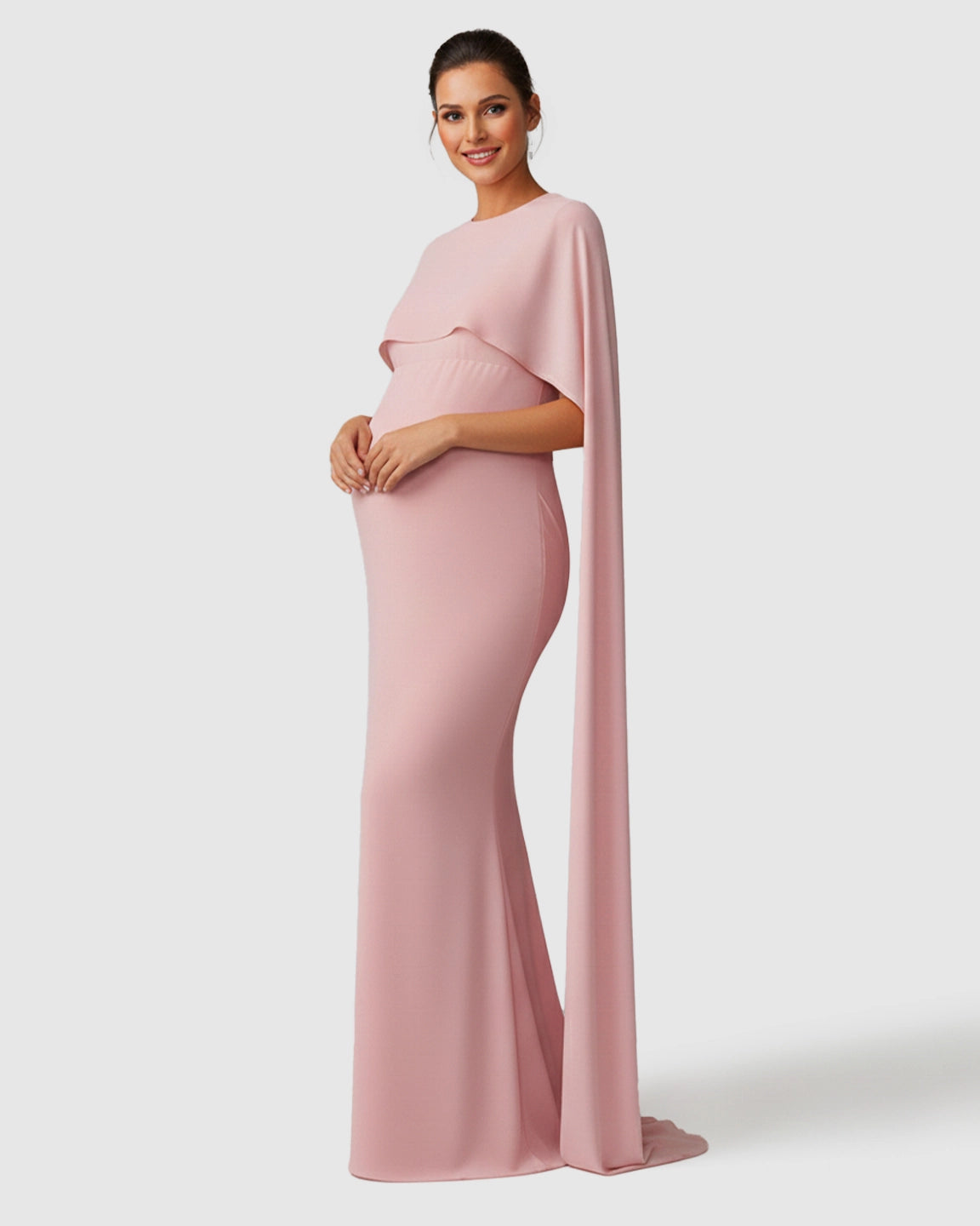 Waterfall Sleeves Mermaid Fit Maternity Evening Gown