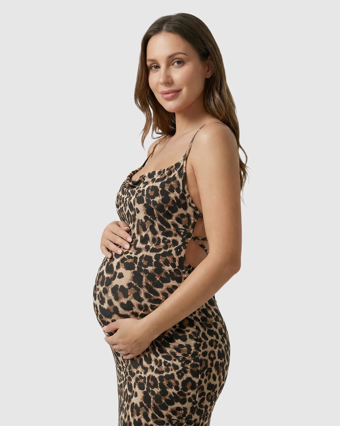 Butt-Lifting Leopard Bodycon Maternity Maxi Dress