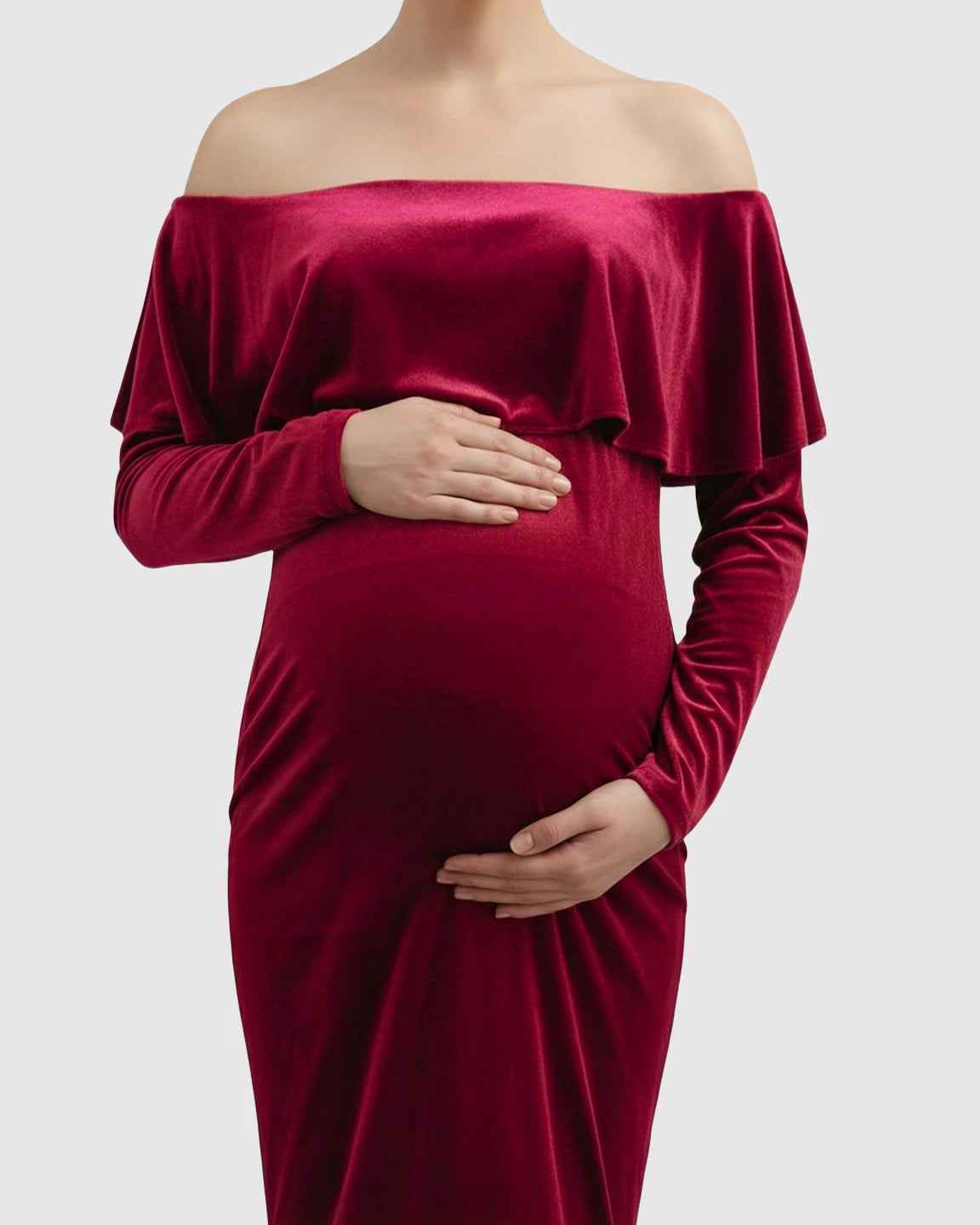 Off-Shoulder Fitted Maternity Photoshoot Dress