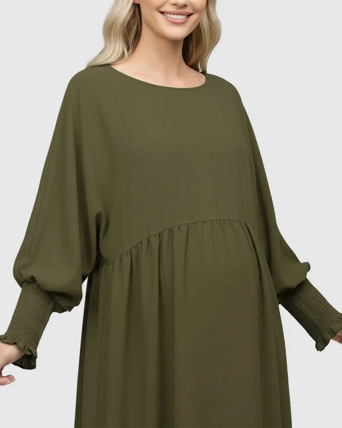 Flowy Smocked Sleeve Casual Dress